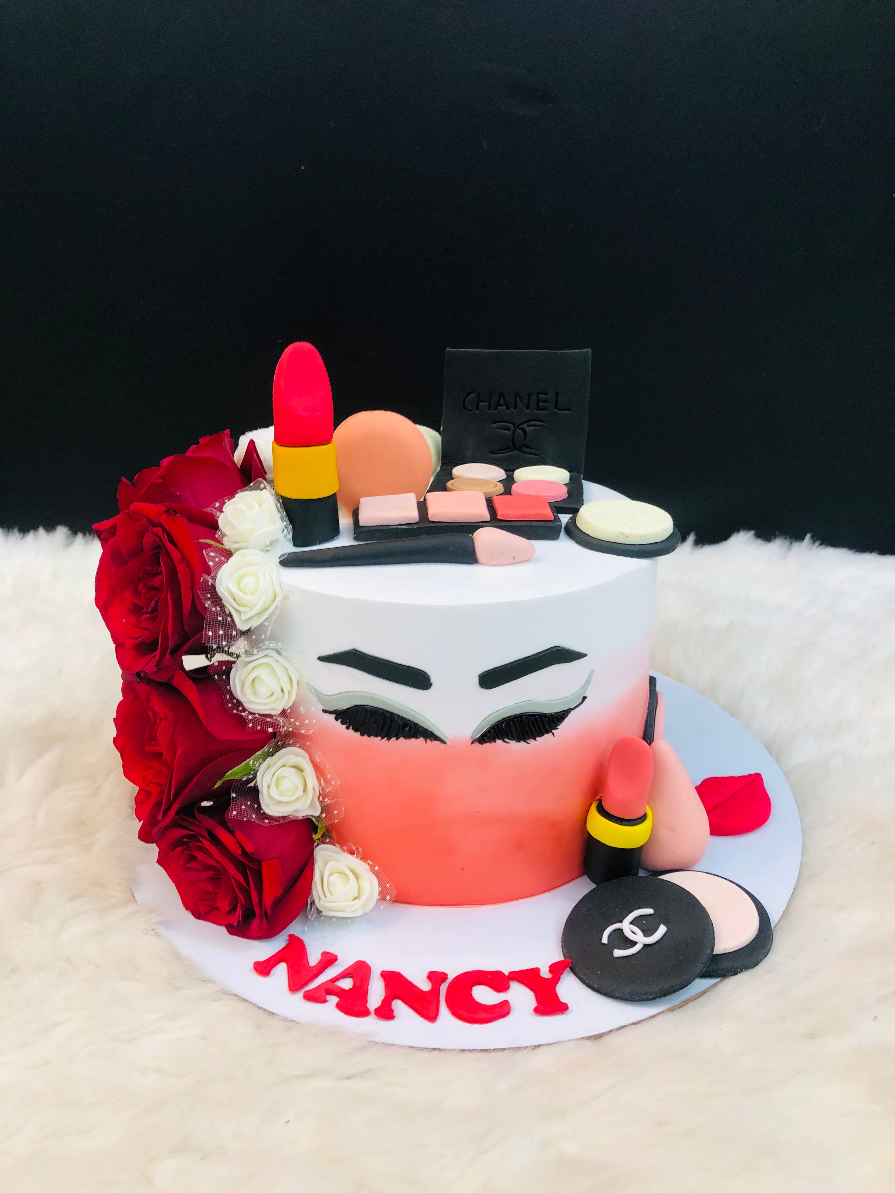 Makeup-Themed Birthday Cake