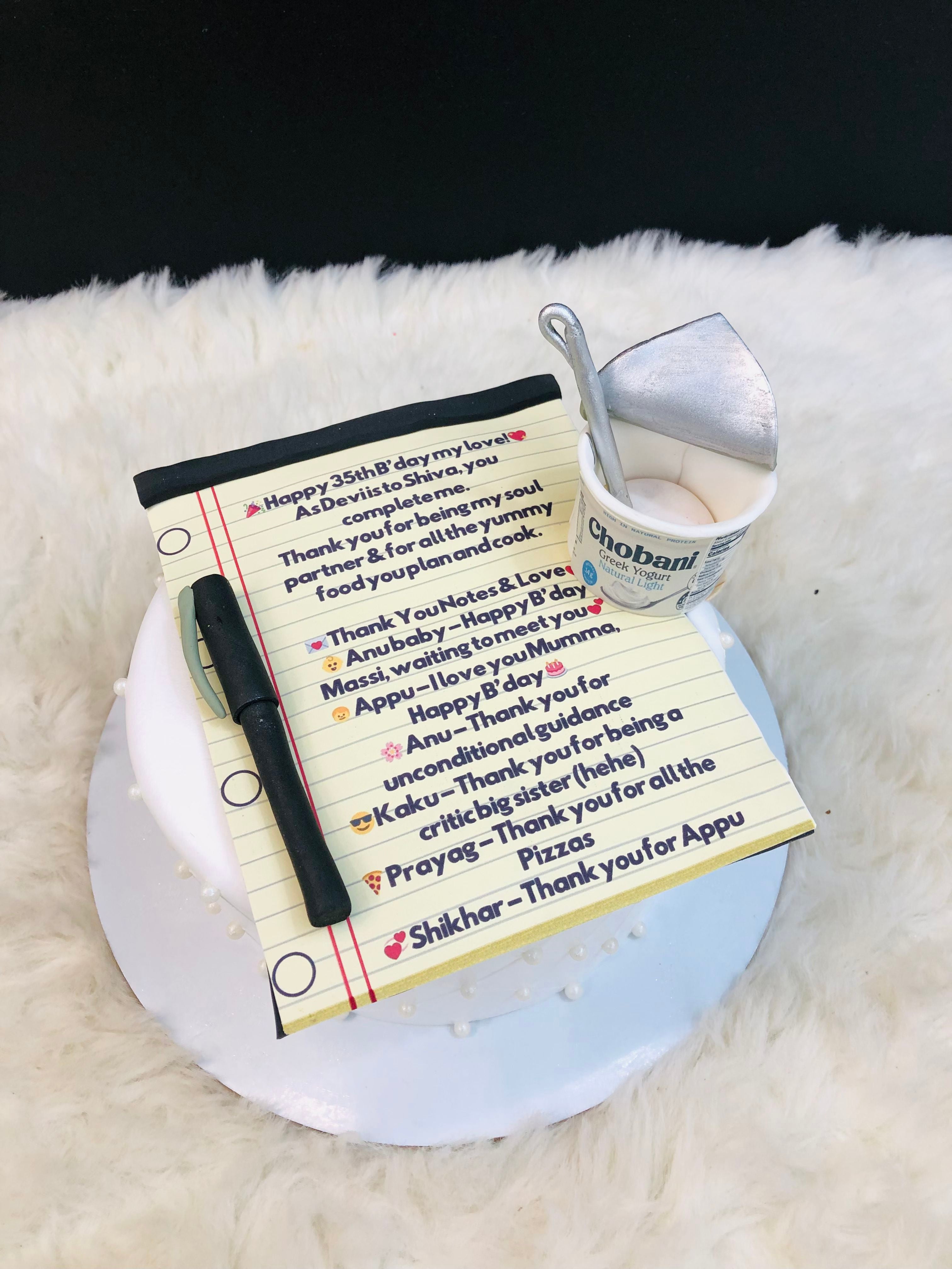 Notepad Design with Pen cake