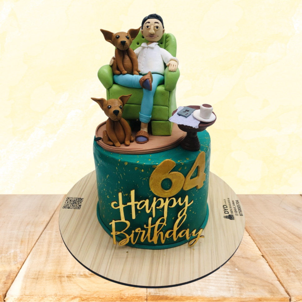 Man & Dog Theme Customized Cake