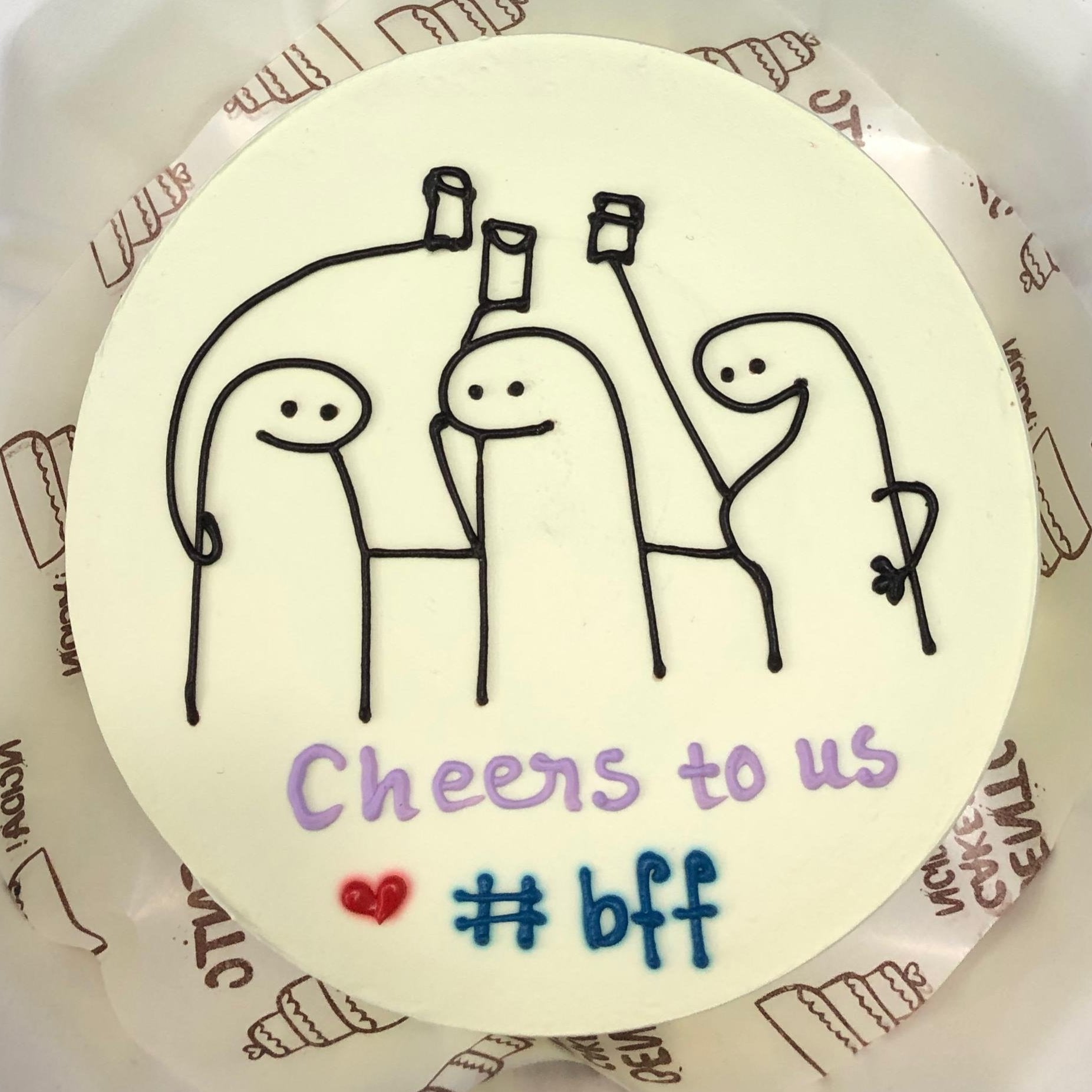 A white bento cake having mimi friends celebrating friendship moment together.