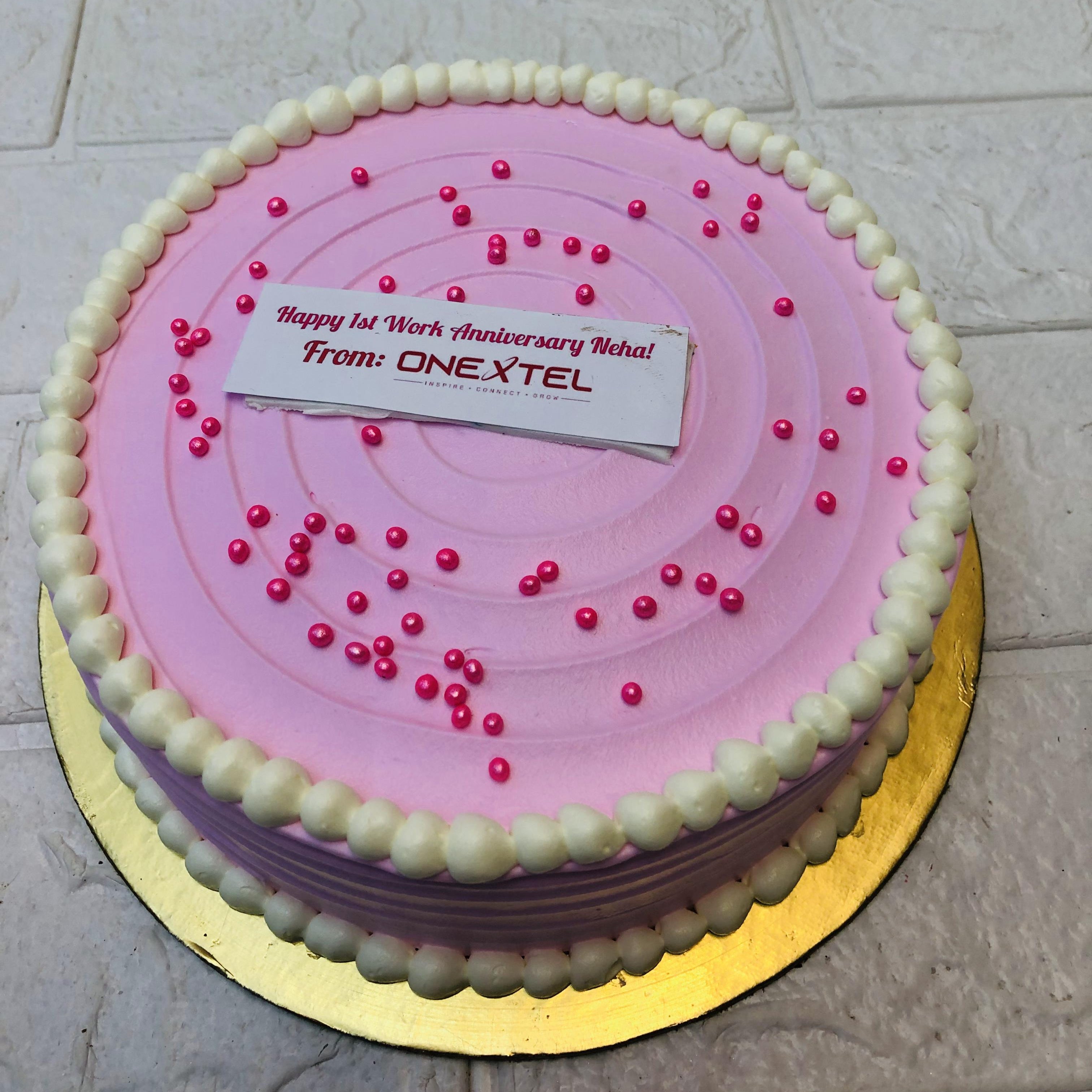 This light pink color cake is designed for commercial purpose with pink sprinkles added on i.