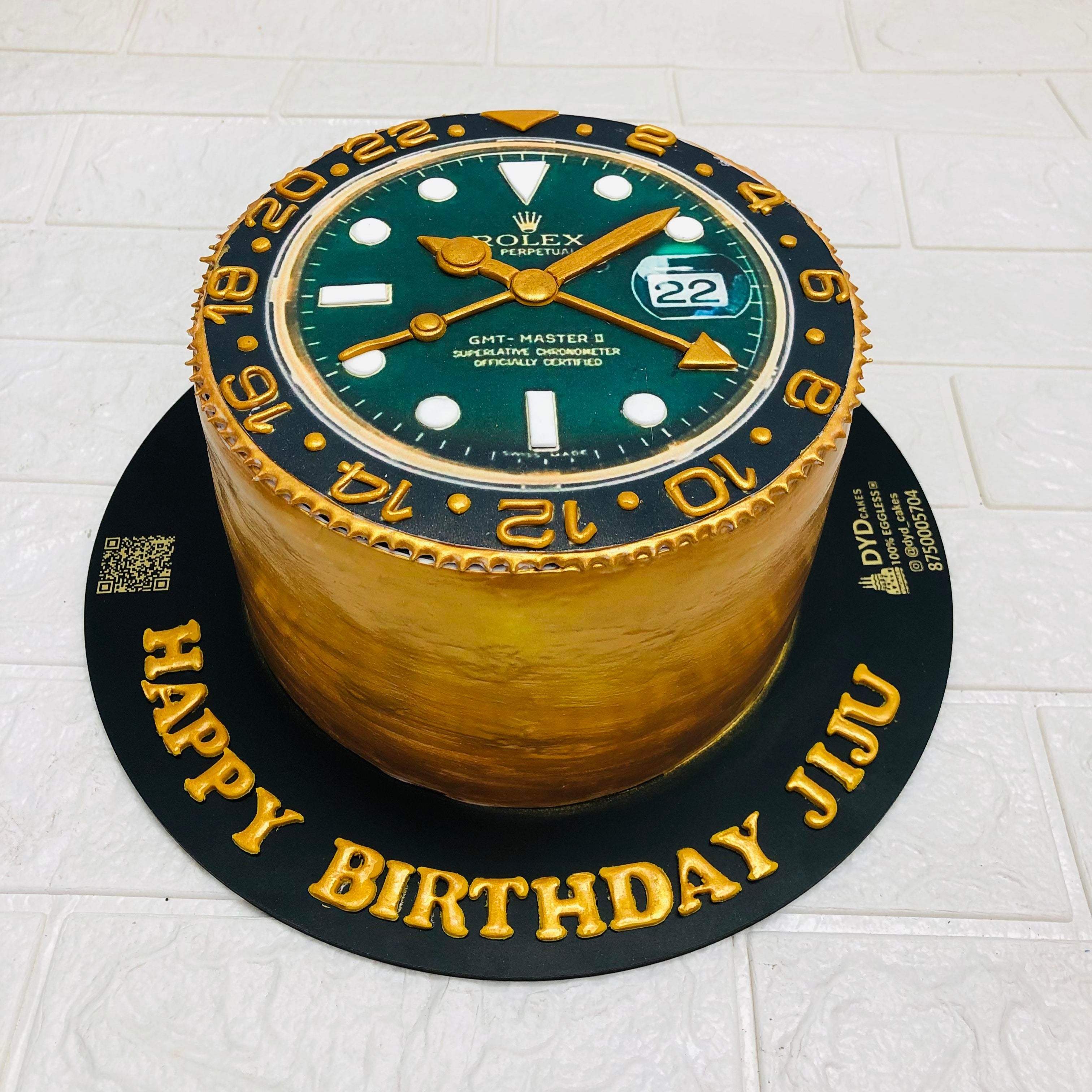 Rolex Watch Theme Golden Cake