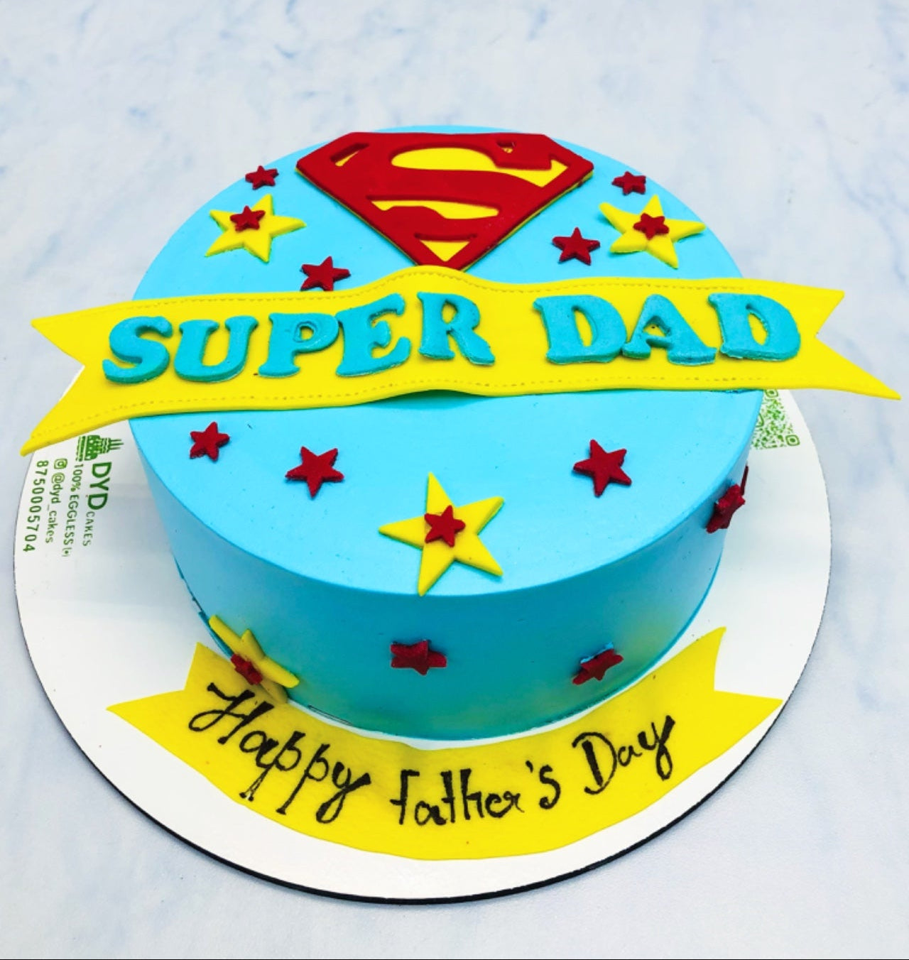 Super Daddy Theme Blue yellow cake