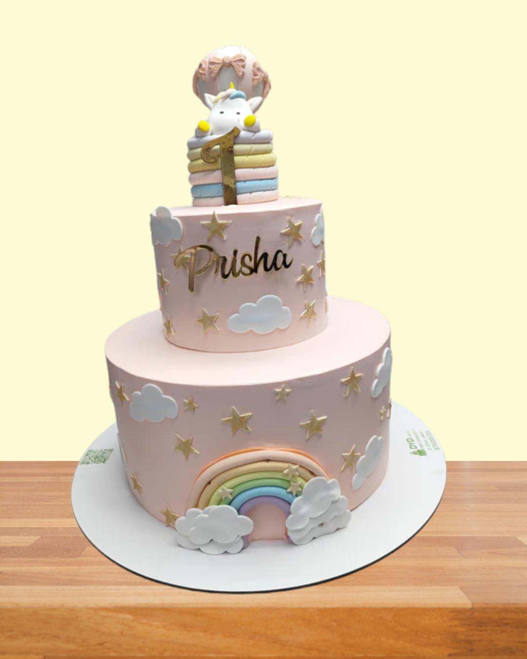 Rainbow Theme First Birthday Cake