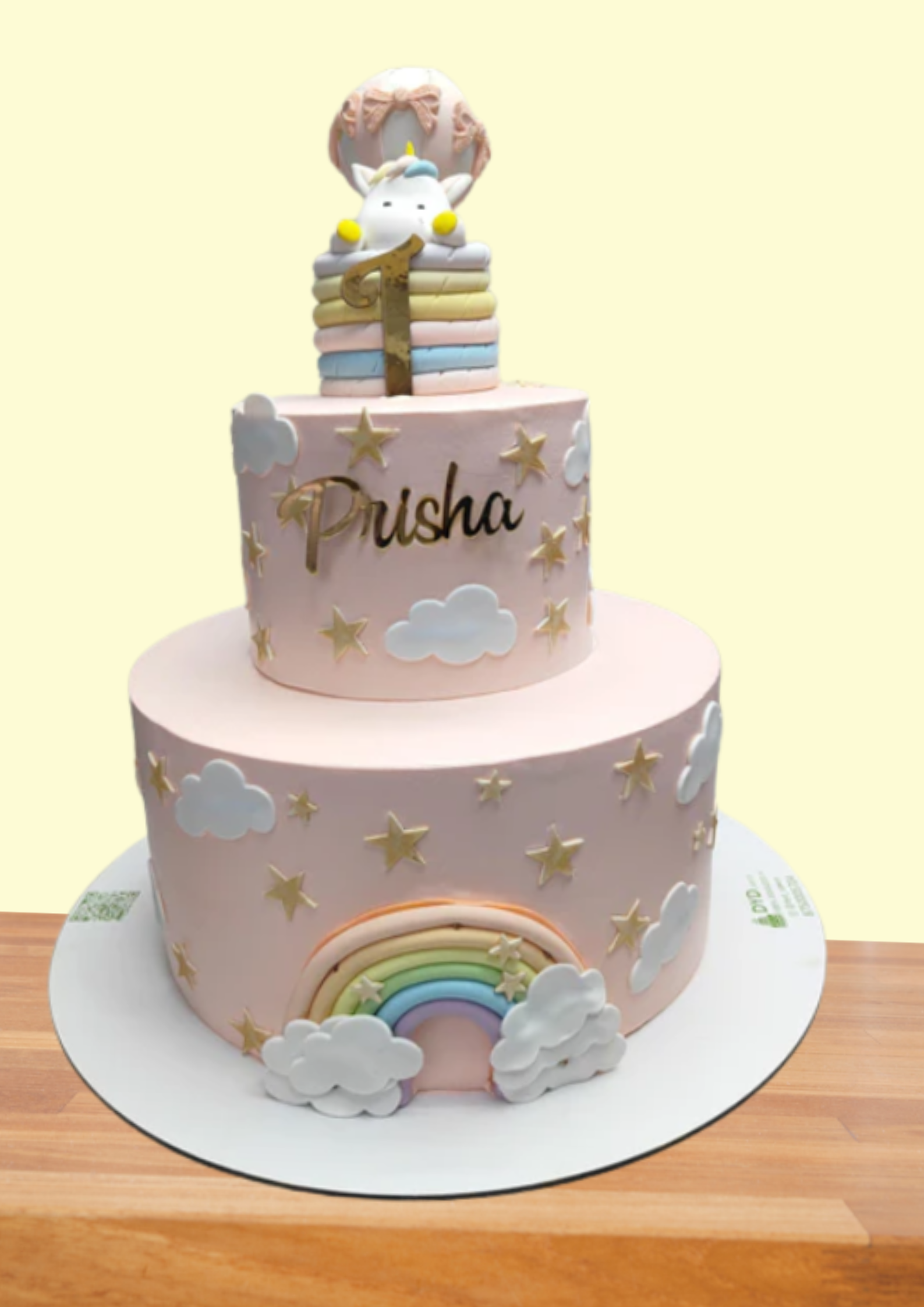 Rainbow Theme First Birthday Cake