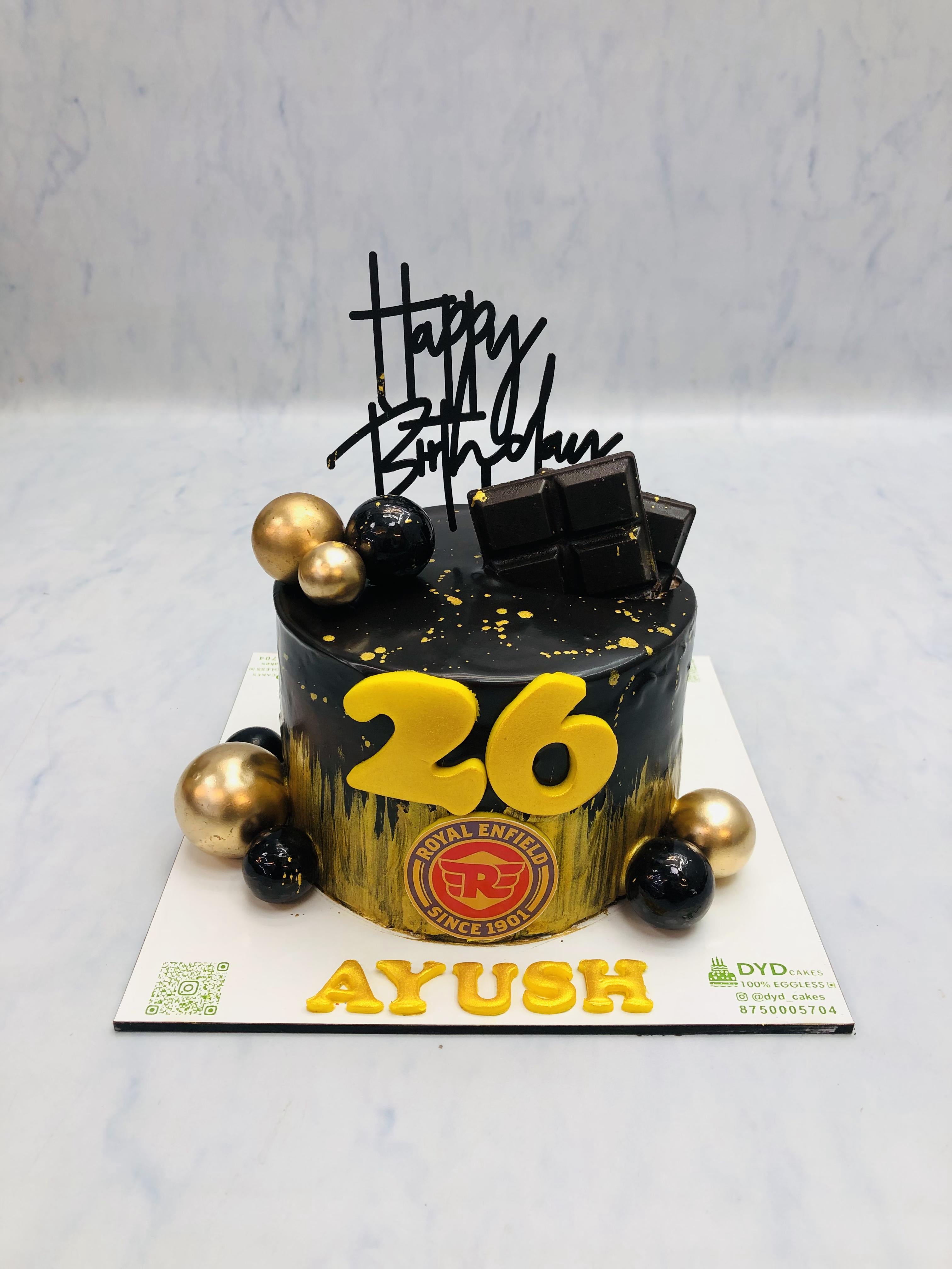 Vintage Black Golden Birthday Cake