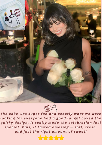 The cake was super fun and exactly what we were looking for everyone had a good laugh! Loved the quirky design, it really made the celebration feel special. Plus, it tasted amazing — soft, fresh, and just the right amount of sweet!