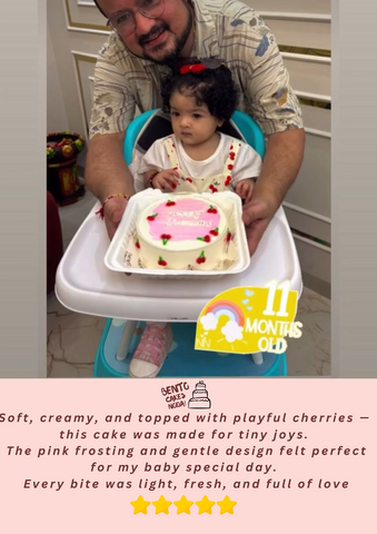 Soft, creamy, and topped with playful cherries — this cake was made for tiny joys.The pink frosting and gentle design felt perfect for a baby’s special day.Every bite was light, fresh, and full of love