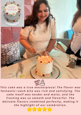 This cake was a true masterpiece! The flavor was fantastic—each bite was rich and satisfying. The cake itself was tender and moist, and the frosting was so smooth and flavorful. The delicate flavors combined perfectly, making it the highlight of our celebration.