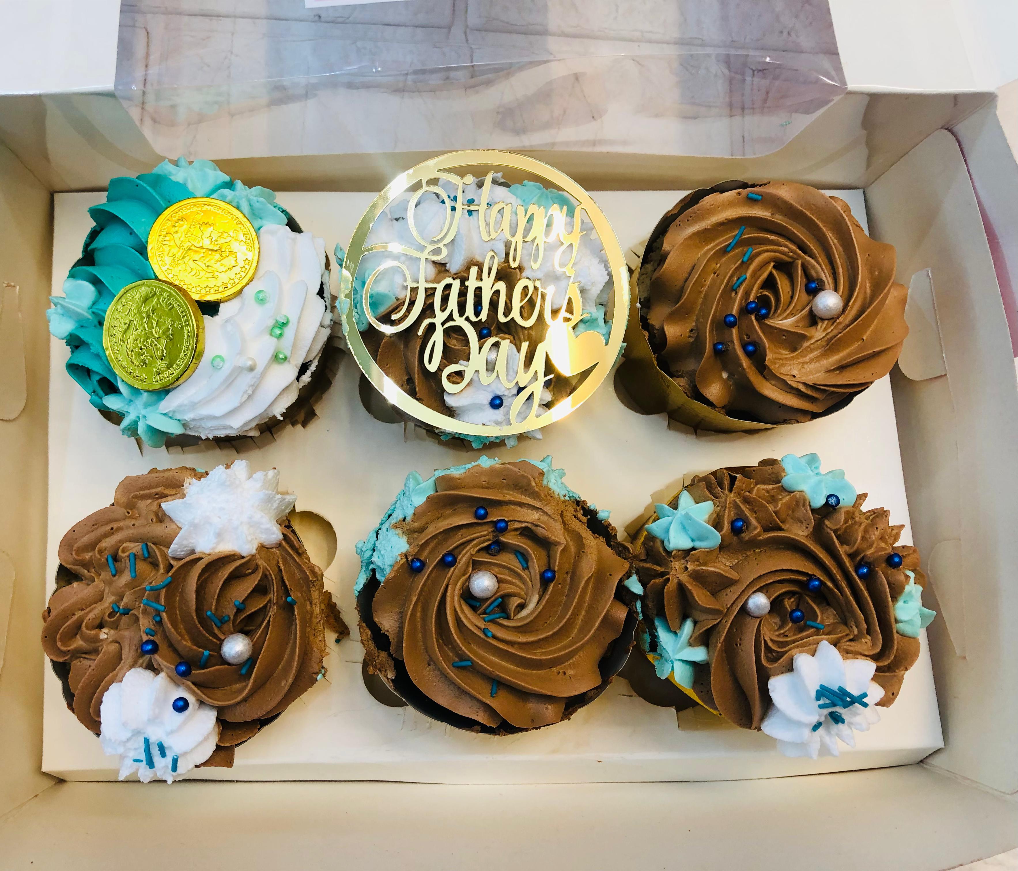 Brown Floral Cupcakes ( Set of 6)