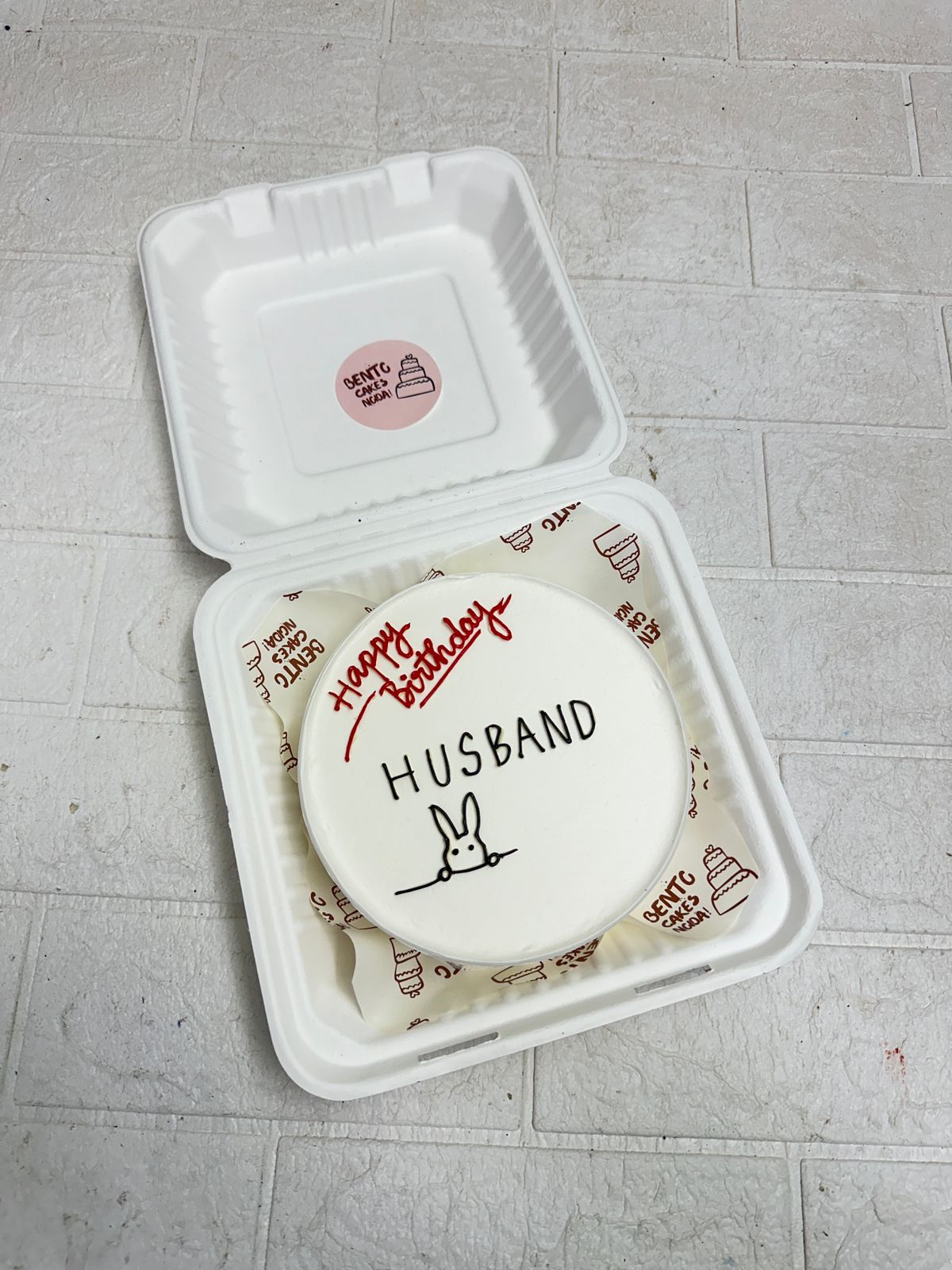 Minimal Bunny theme Husband Bento Cake