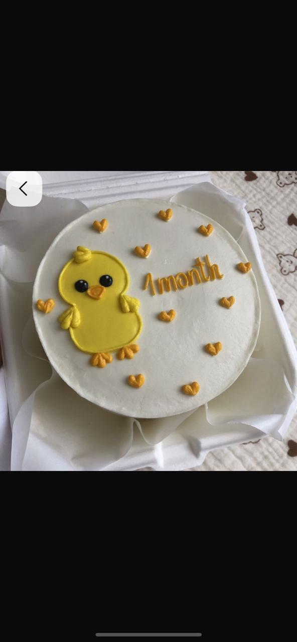 Baby Chick 1 Month Bento Cake – Yellow & White Theme