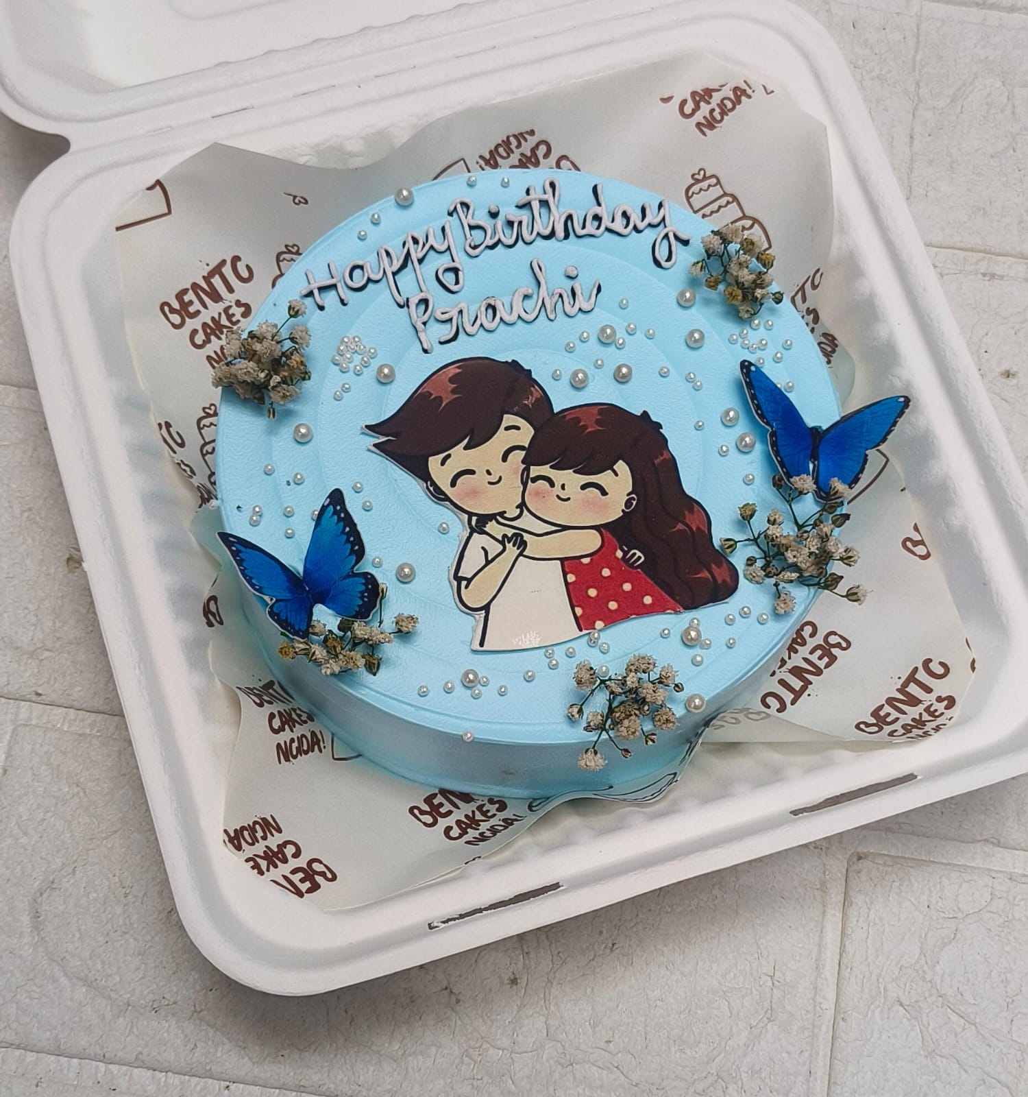 Couple Cartoon Birthday Bento Cake