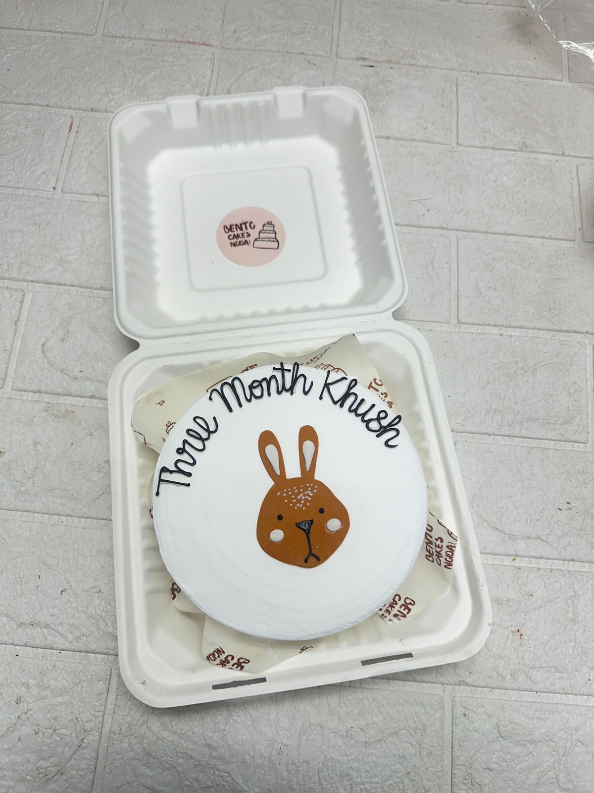 Three Month Bunny Baby Bento Cake