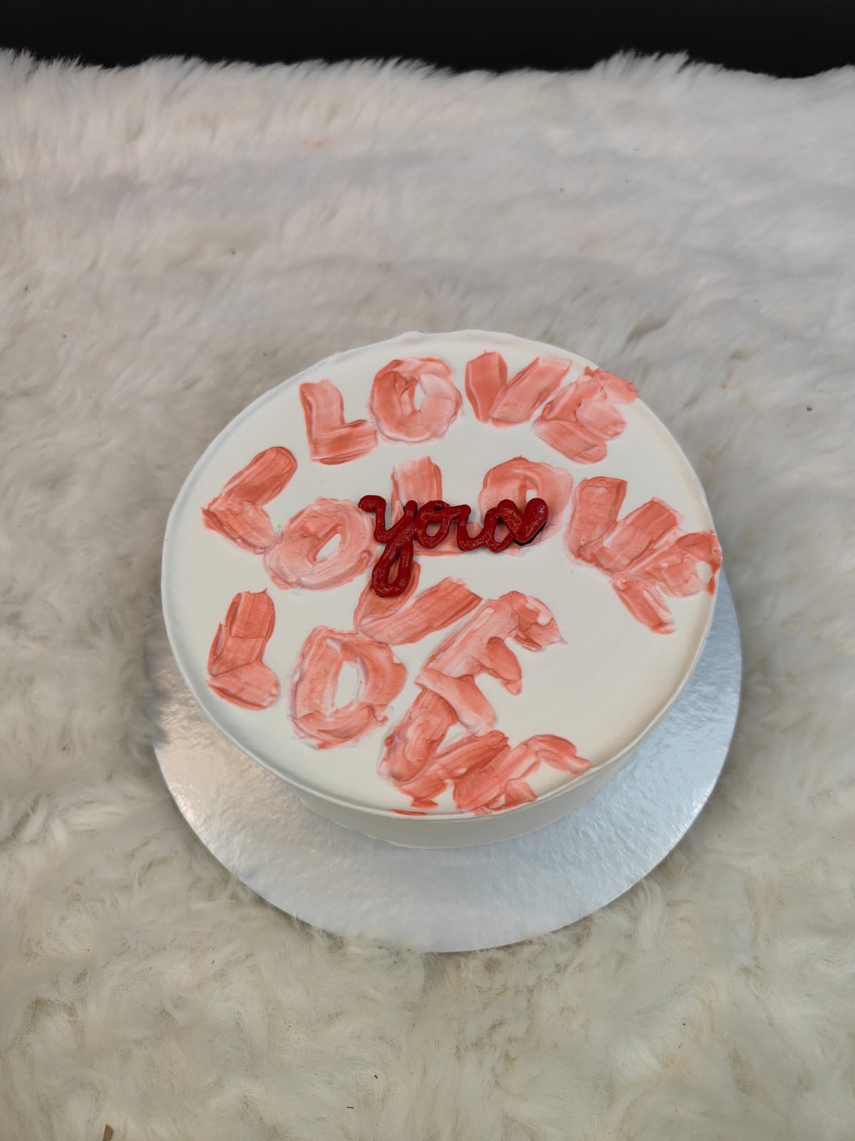 Love You white red Bento Cake