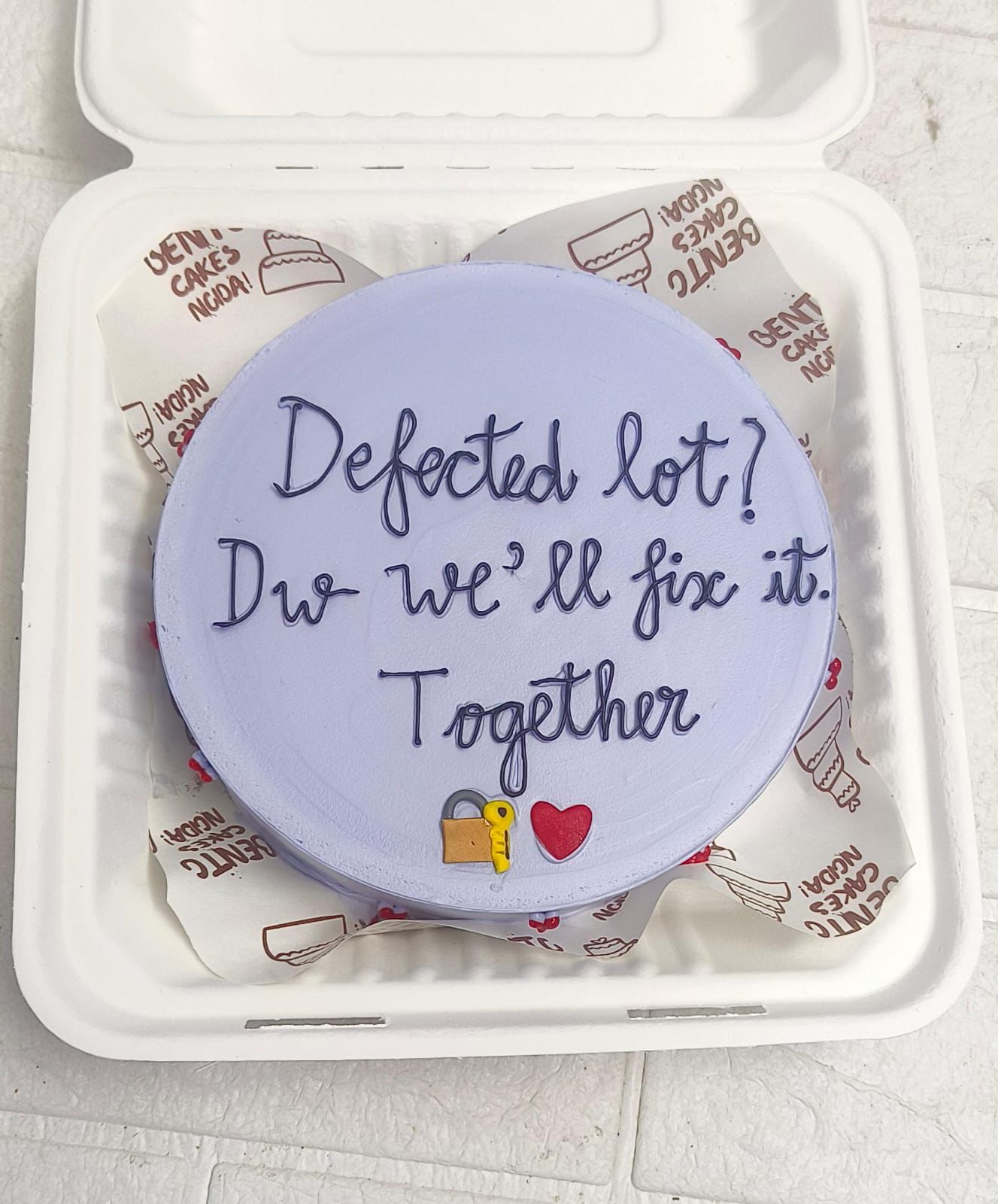 Together Through message Bento Cake
