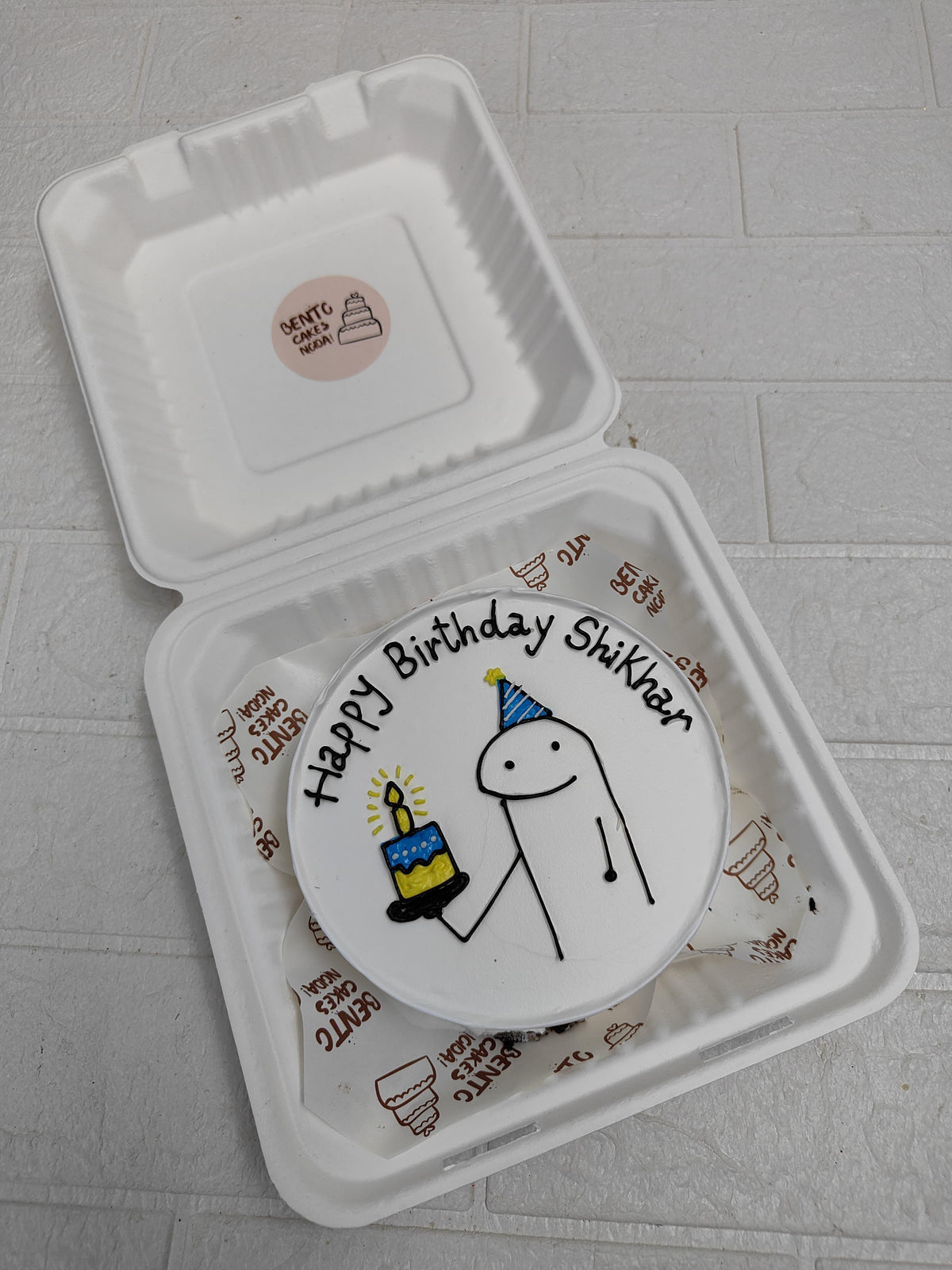 mimi theme happy birthday white bento cake