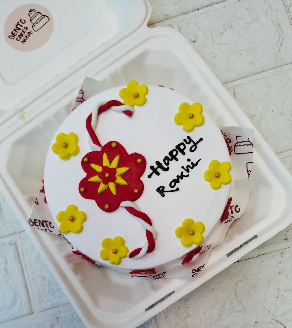 Red & Yellow Rakhi Bento Cake