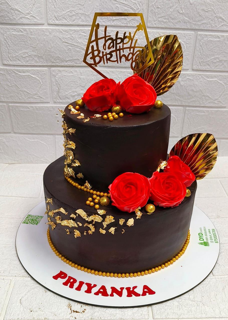 Elegant Red Rose chocolate cake