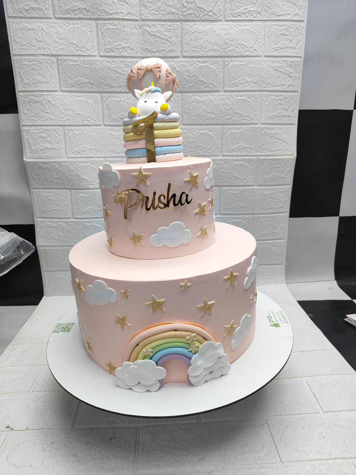 Rainbow Theme First Birthday Cake