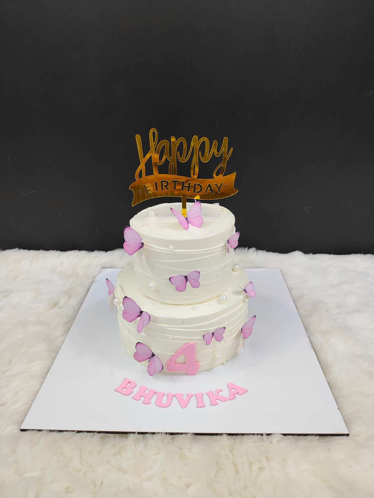 Elegant Two-Tier Butterfly Birthday Cake