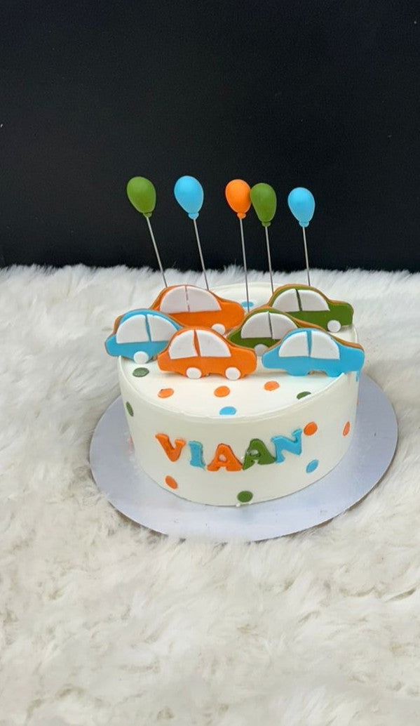 Colorful Cars Theme Birthday Cake for Kids