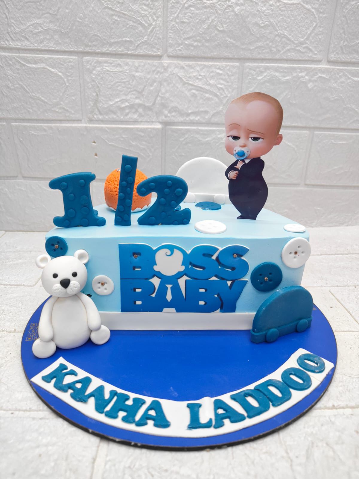 Boss Baby theme blue cake