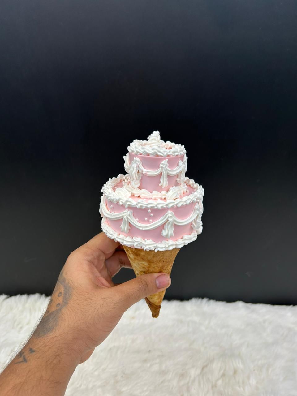 Pink Ice Cream Cake Cone