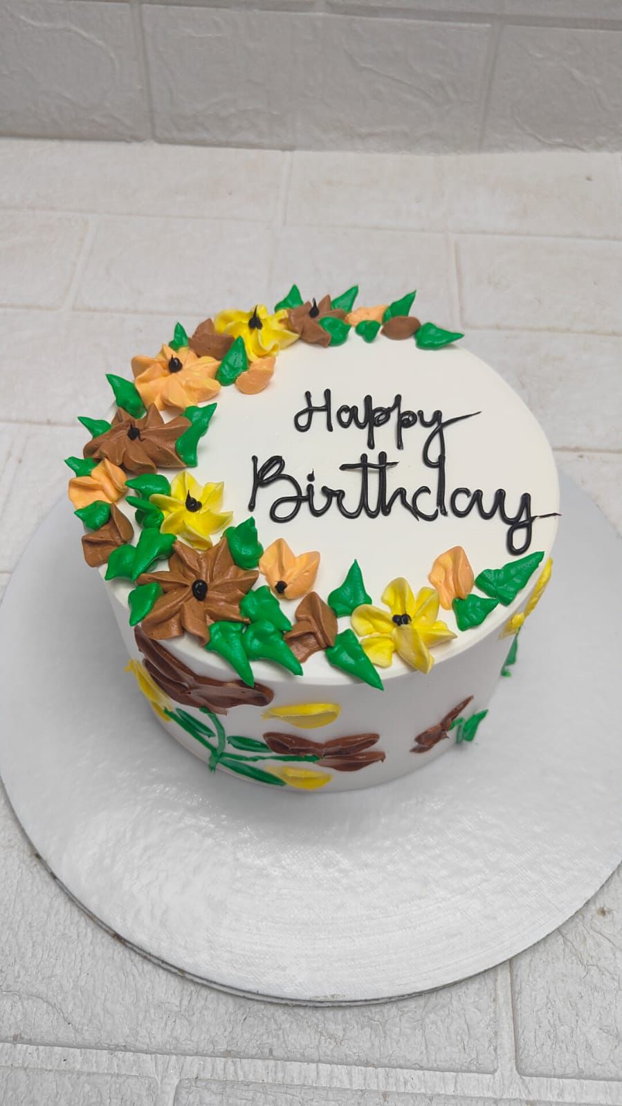 White Floral theme Birthday Cake