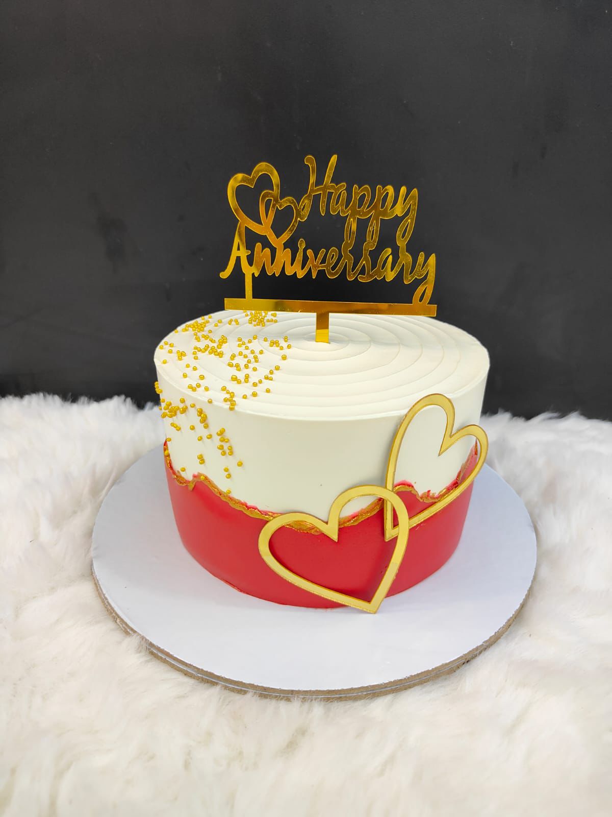 Red & White Anniversary Cake