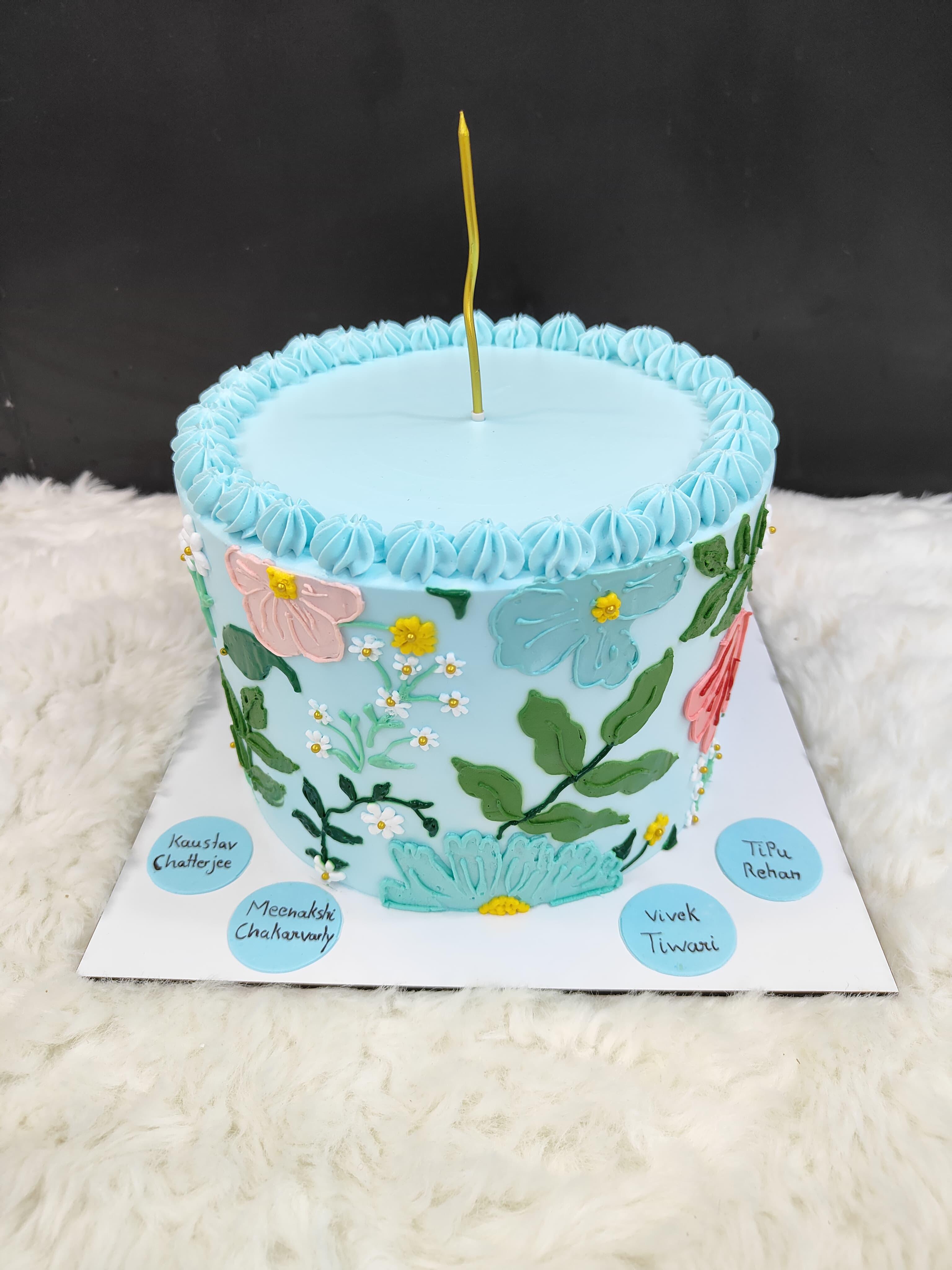 Blue Floral Tribute Cake