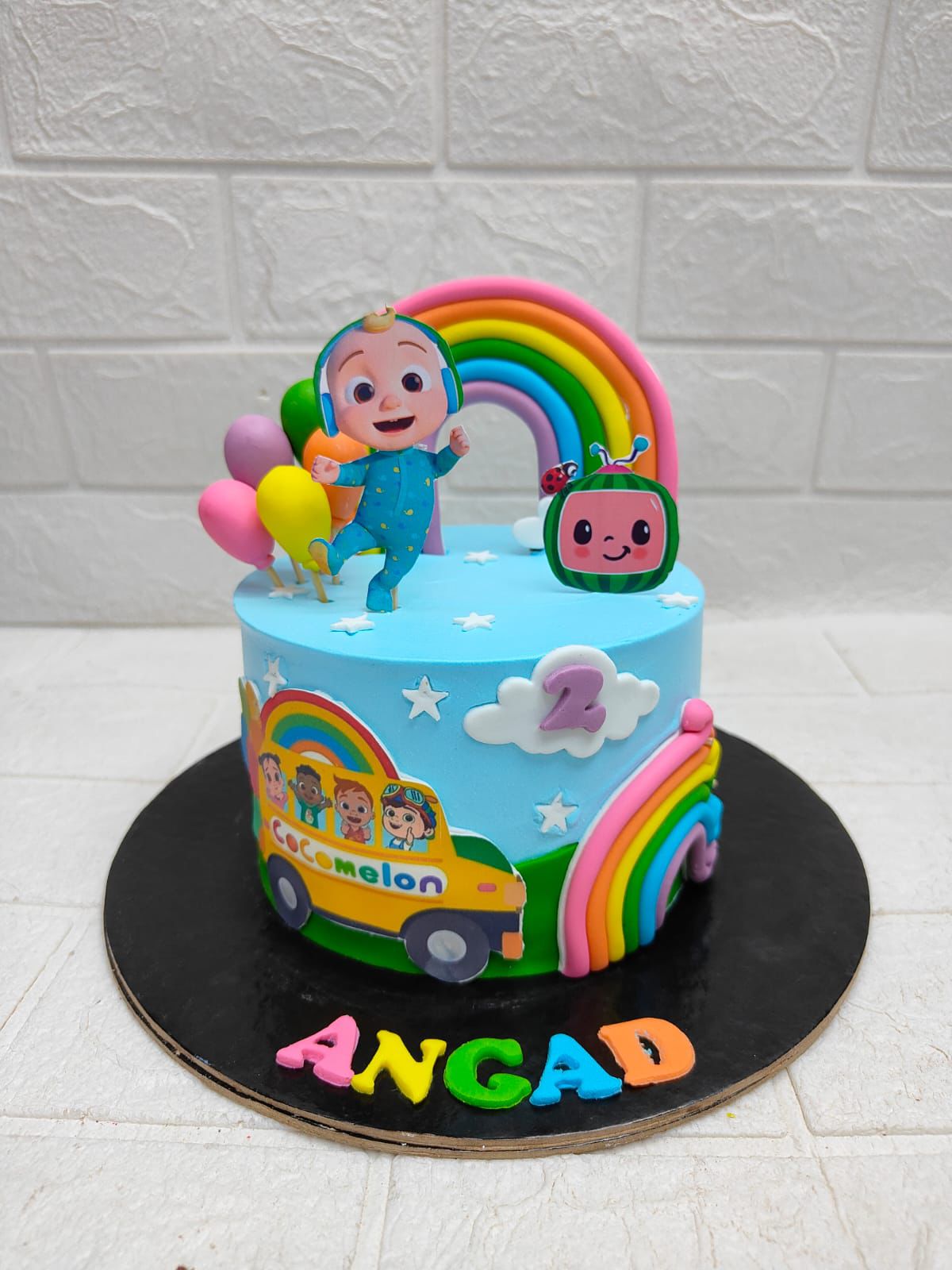 Cocomelon Theme Birthday Cake
