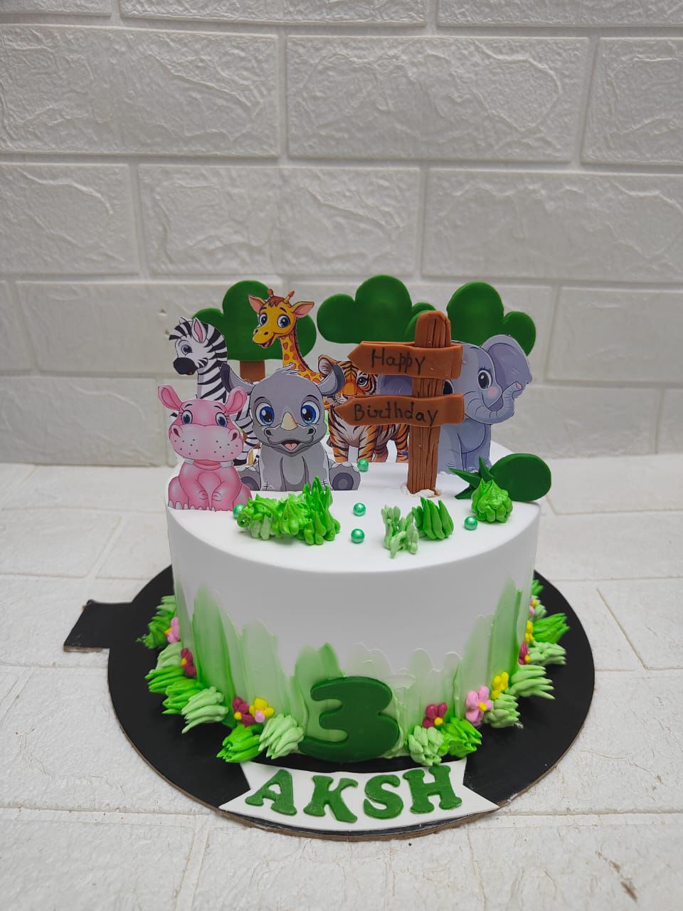 Jungle Theme 3rd Birthday Cake