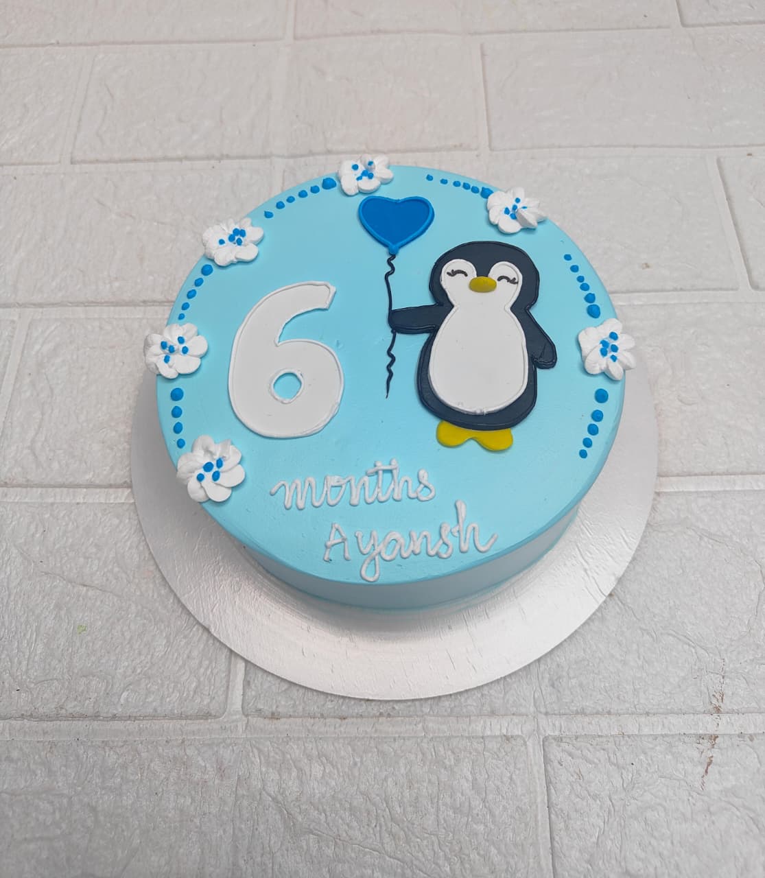 Penguin Baby Milestone Cake
