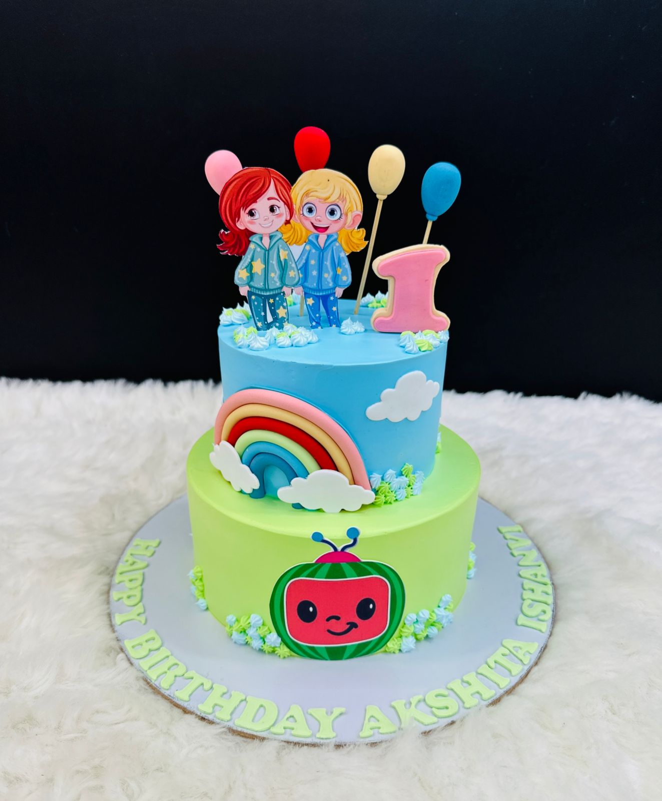 Coco Melon First Birthday Cake