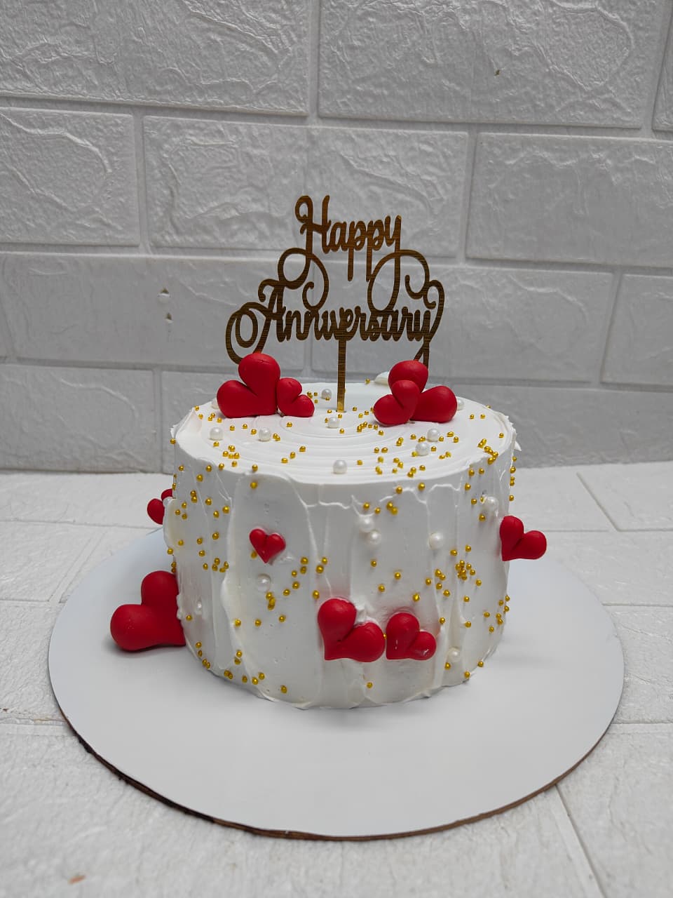 Golden Heart Anniversary Cake