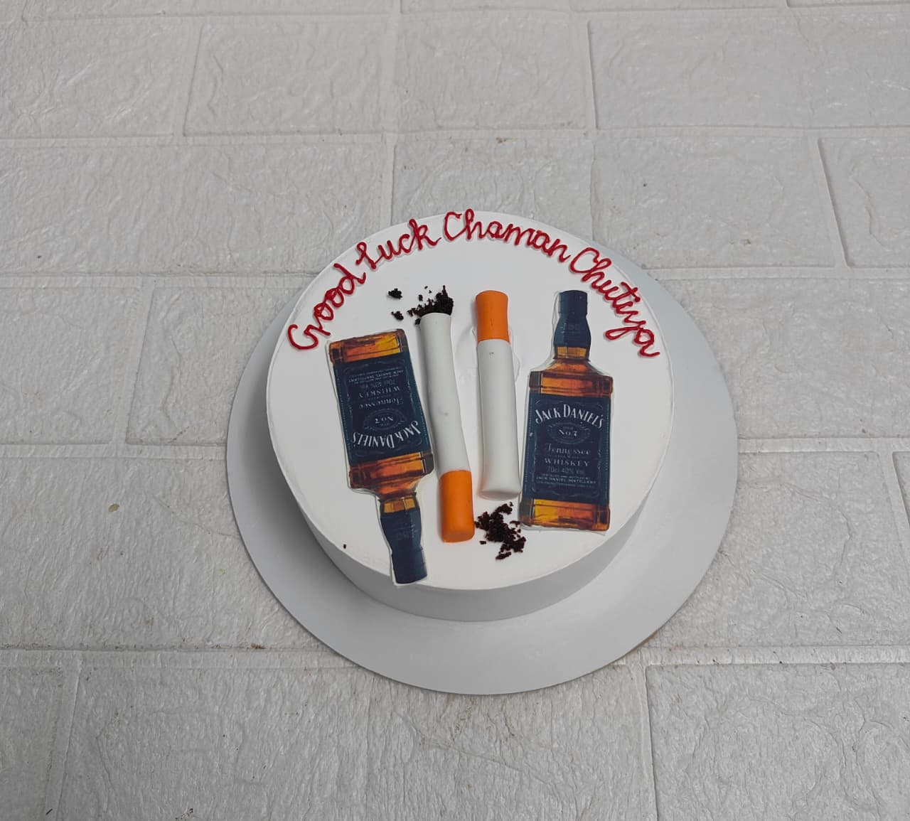 Whisky & Cigarette Theme Cake