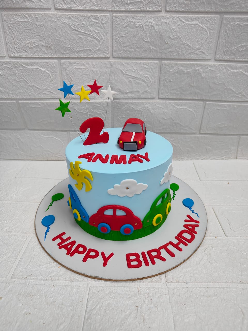Car Theme 2nd Birthday Cake