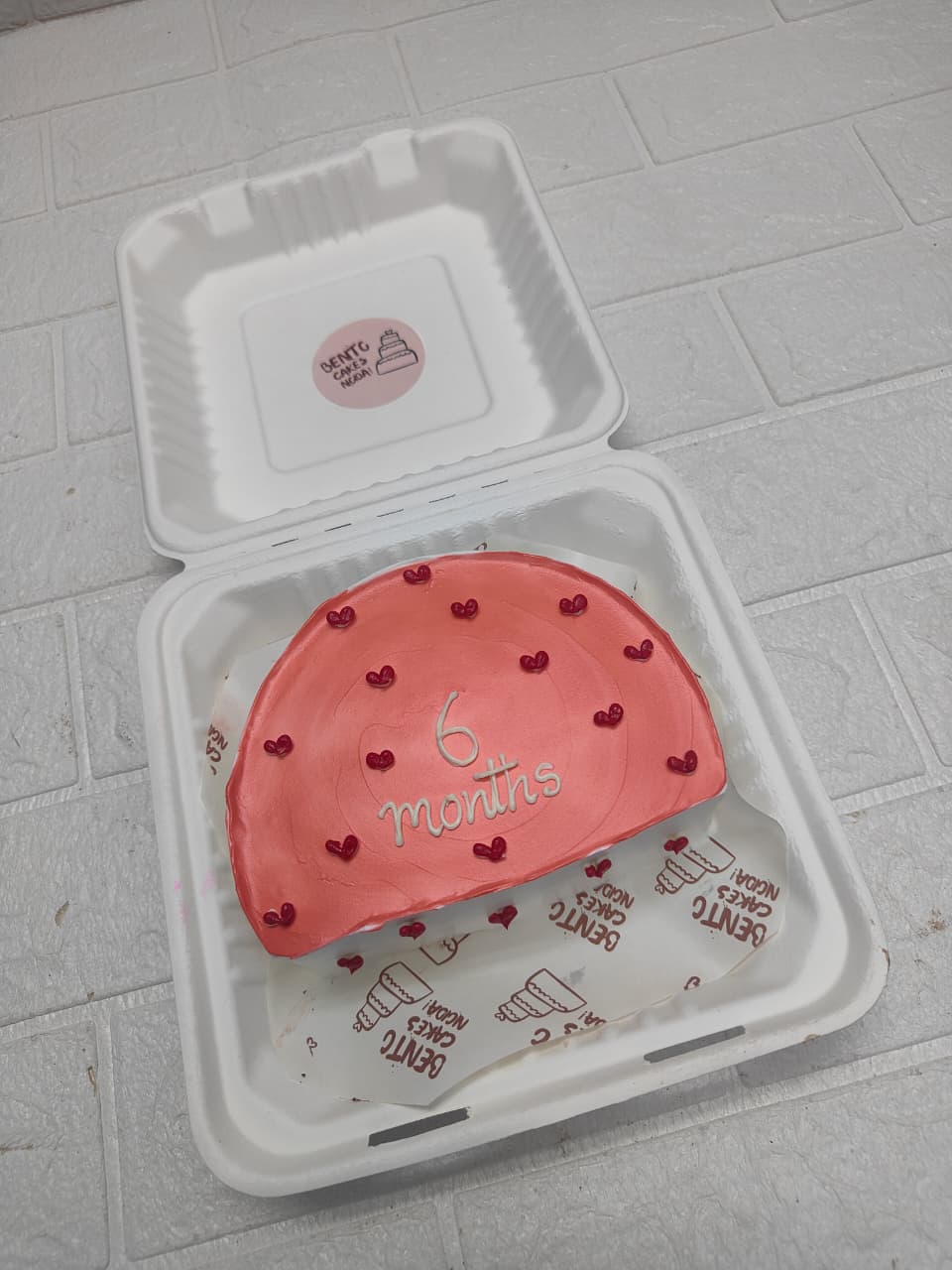 Pink Heart Theme 6 Months Bento Cake