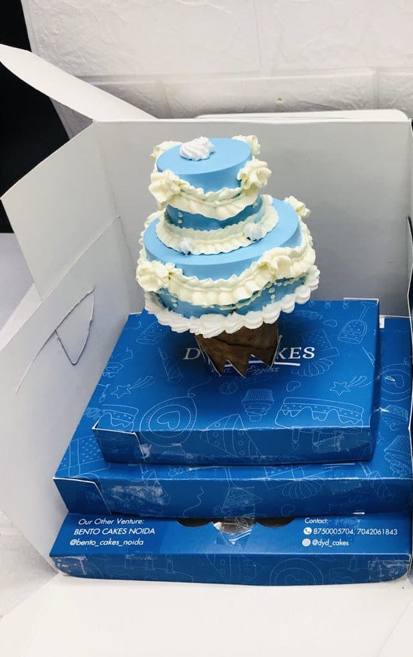 Blue & White cone cake