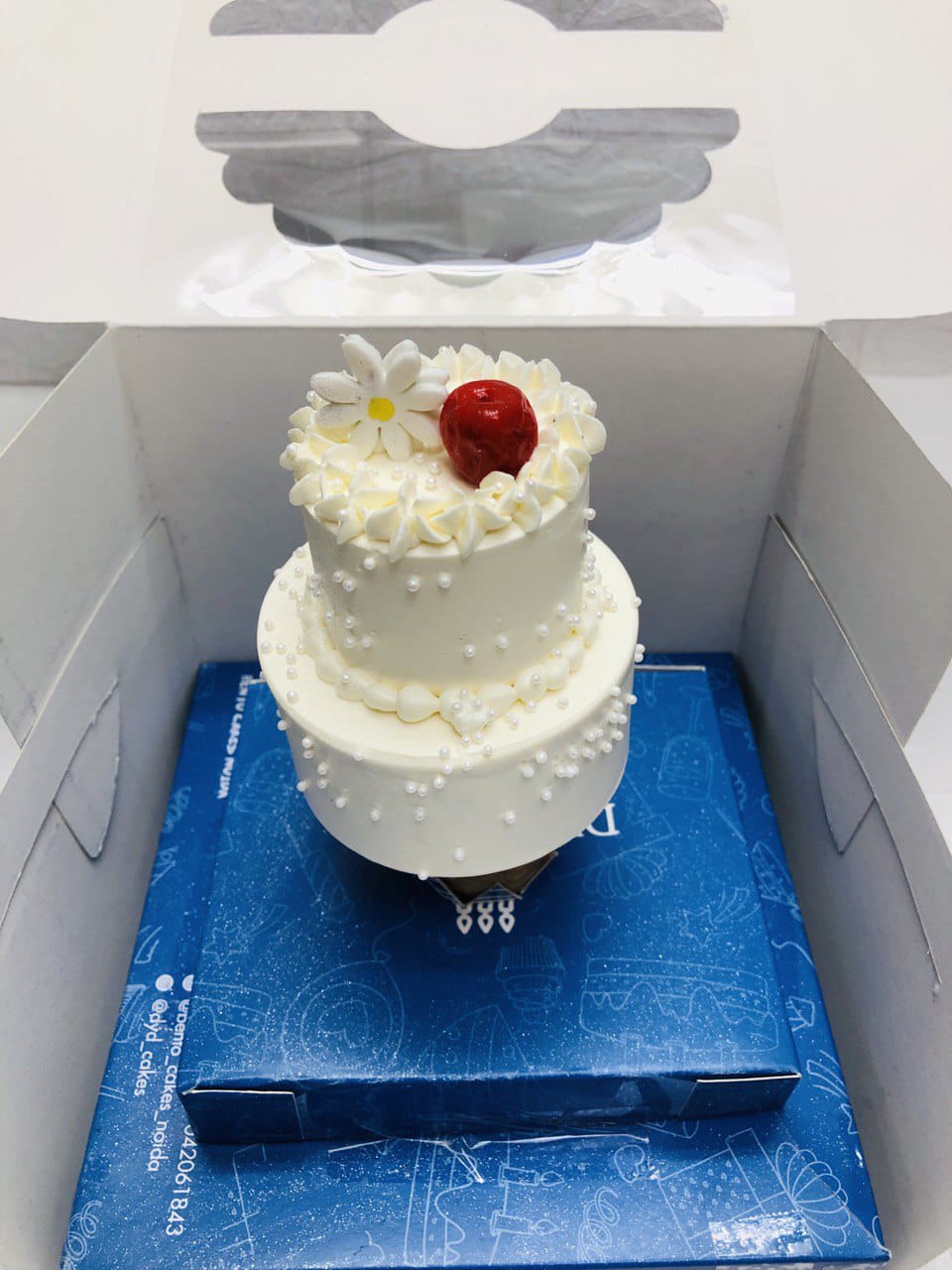 Mini White Two-Tier Cone Cake