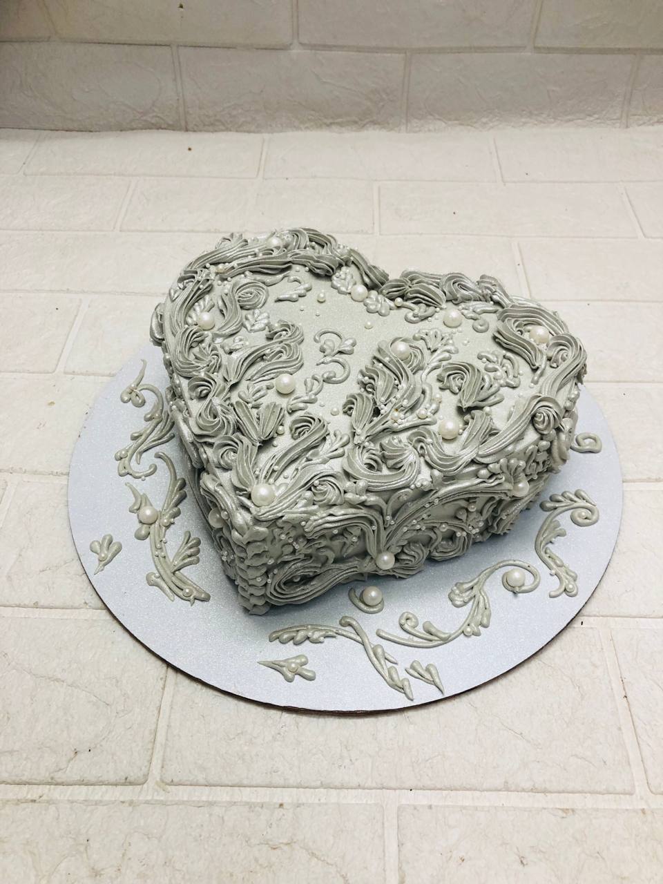 Silver Frosting Heart Cake