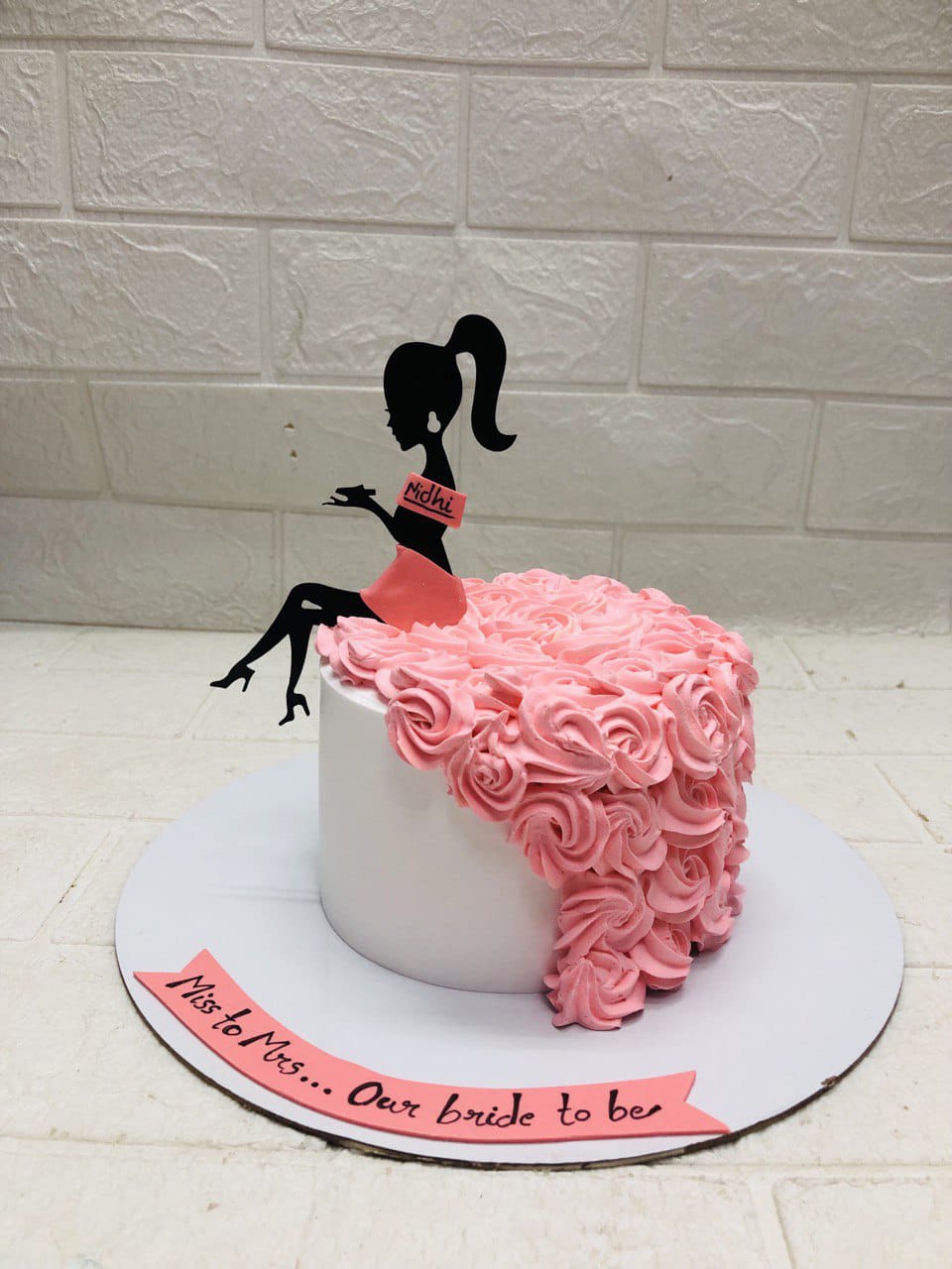 White with Pink Bridal Shower Cake