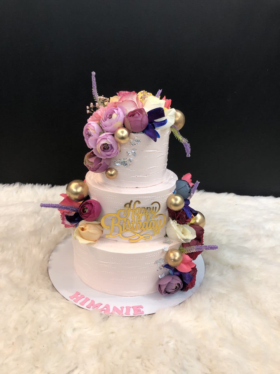 Two-Tier Floral Birthday Cake
