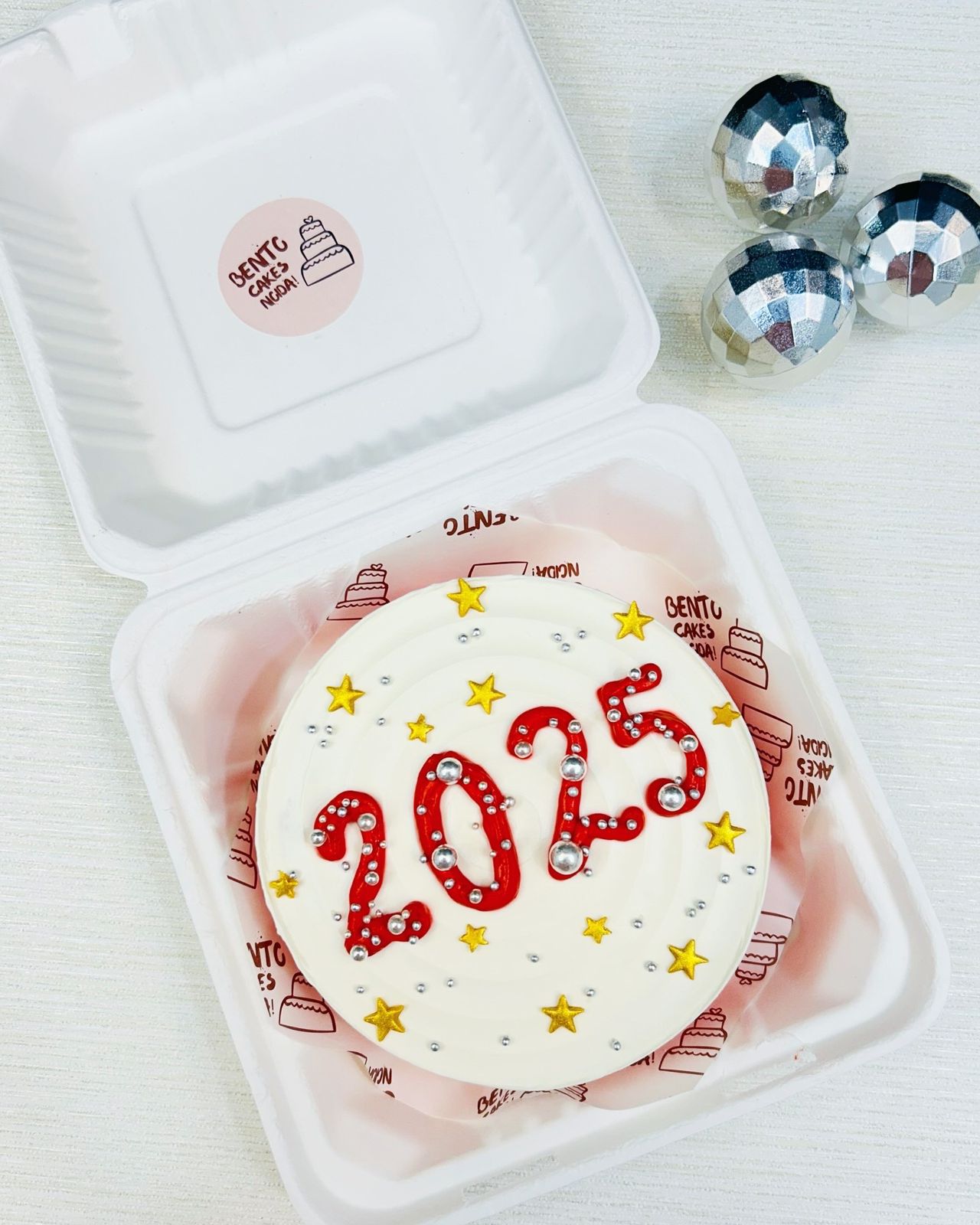 white & red 2026 Bento Cake