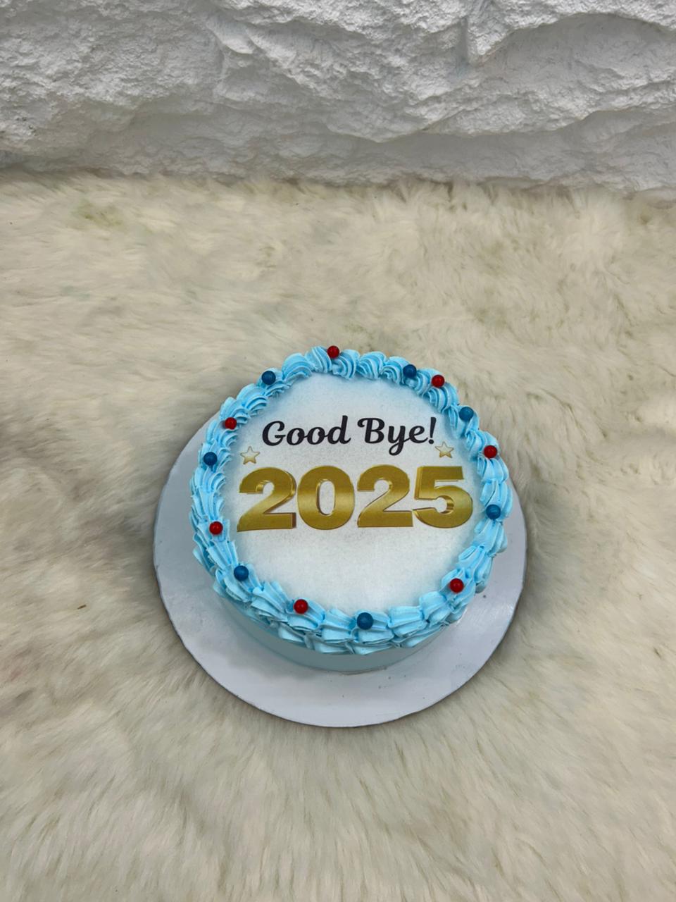 Light Blue Frosting Goodbye 2025 Cake