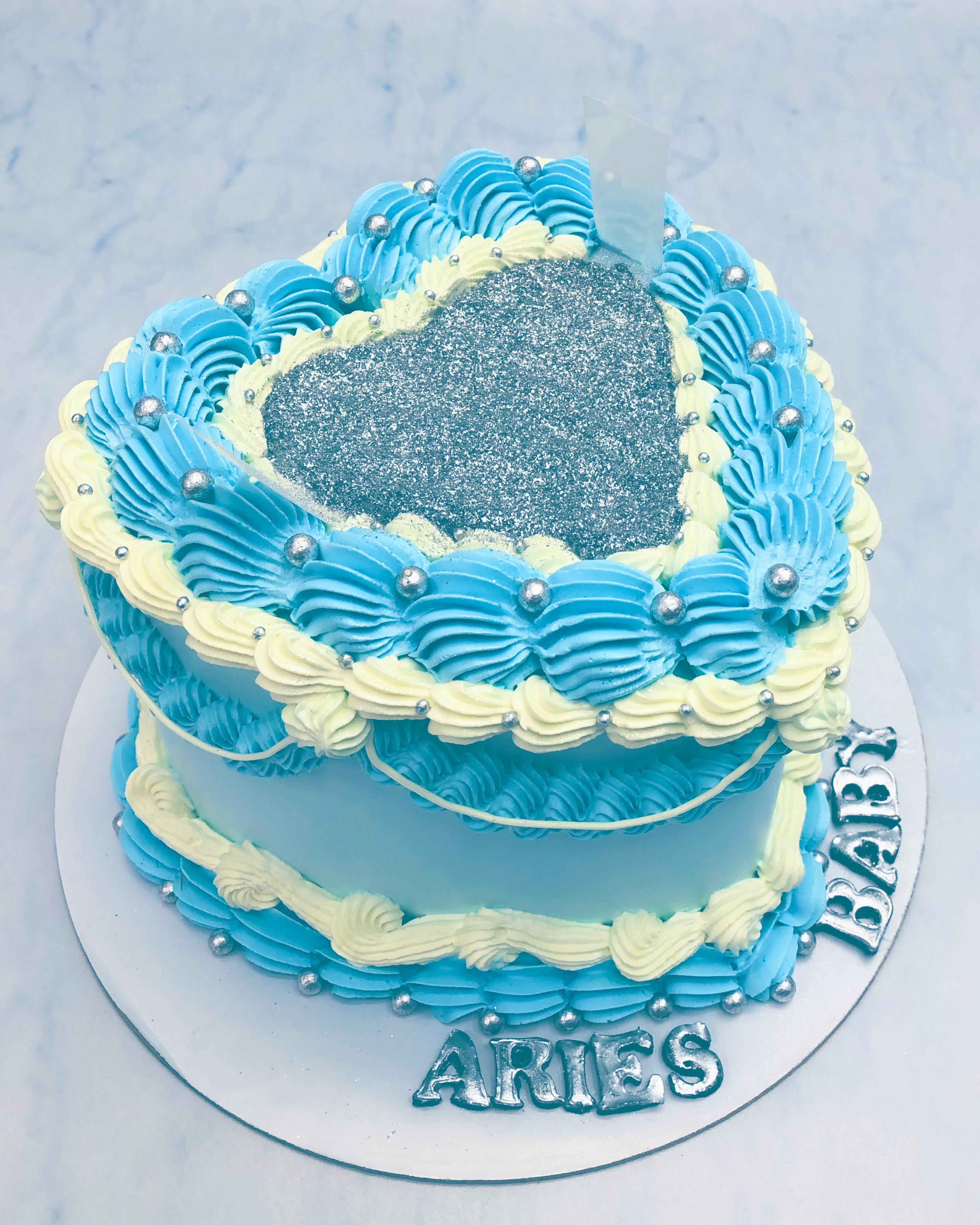 Glitter Blowup Heart Cake