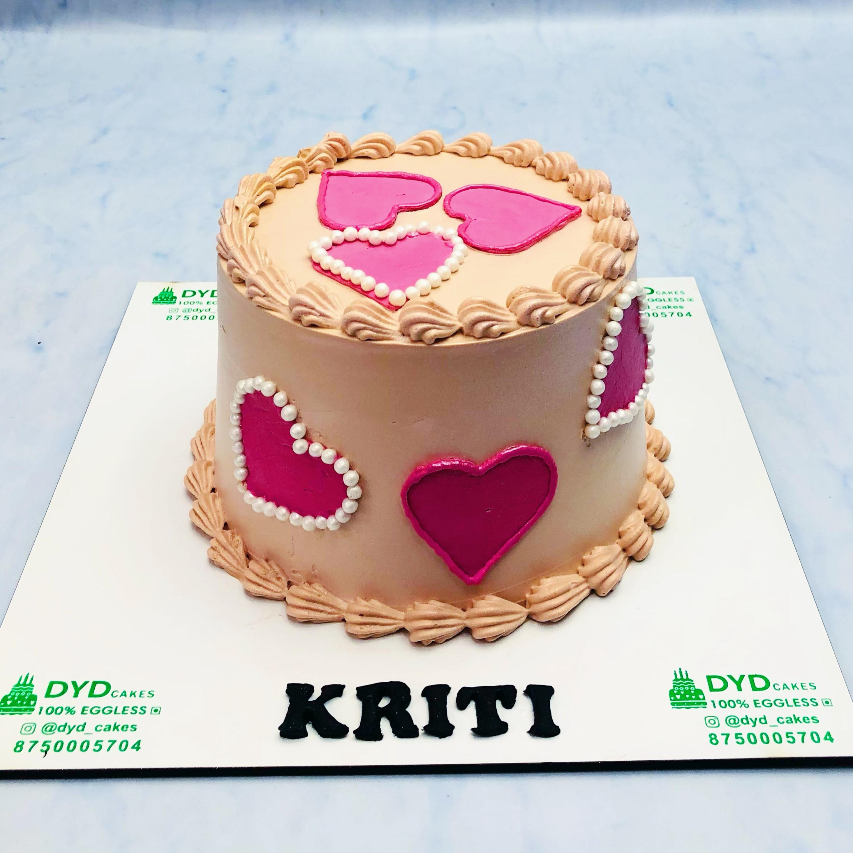 Peach Color Heart Cake