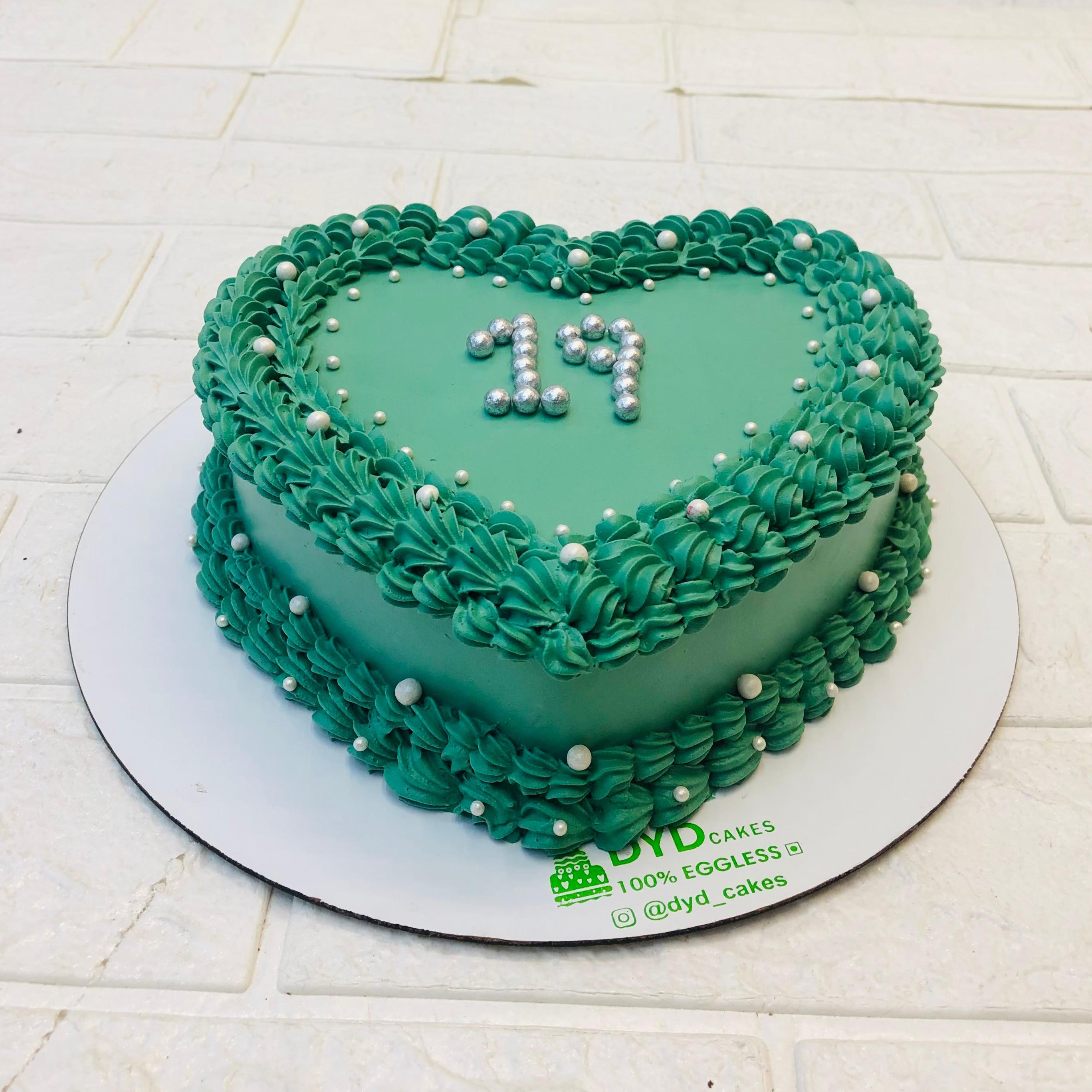 Green Heart Shape Cake