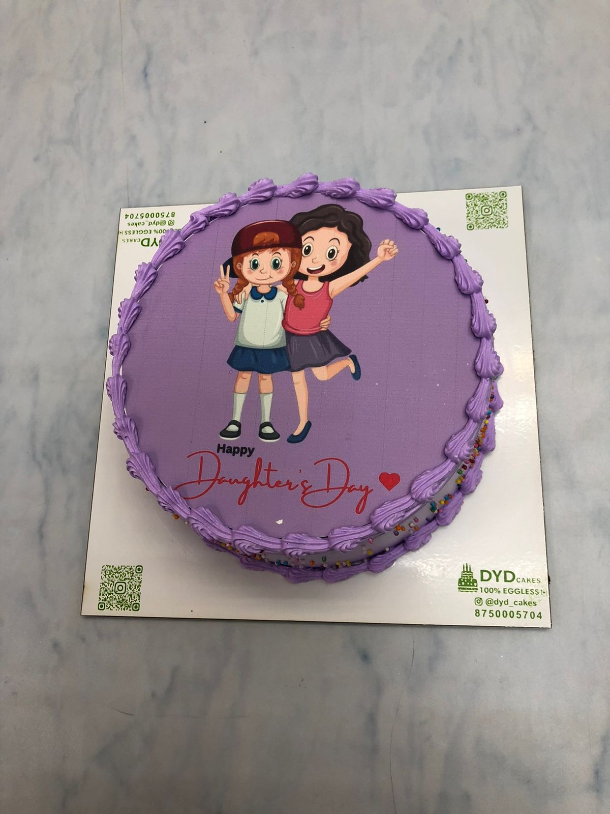 Twin Daughters Day Theme Cake